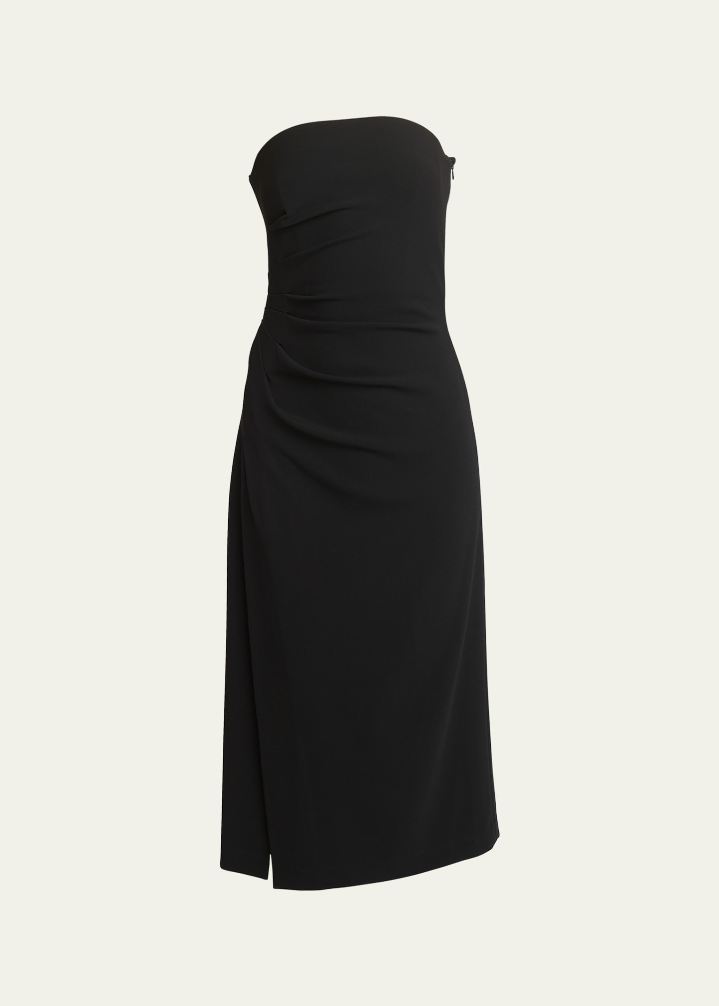 Shop Proenza Schouler Shira Strapless Draped Matte Crepe Midi Dress In Black