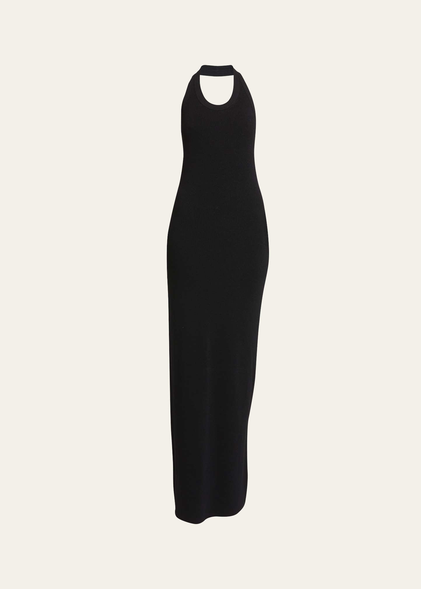 Shop Proenza Schouler Meryl Halter Matte Crepe Rib Knit Maxi Dress In Black