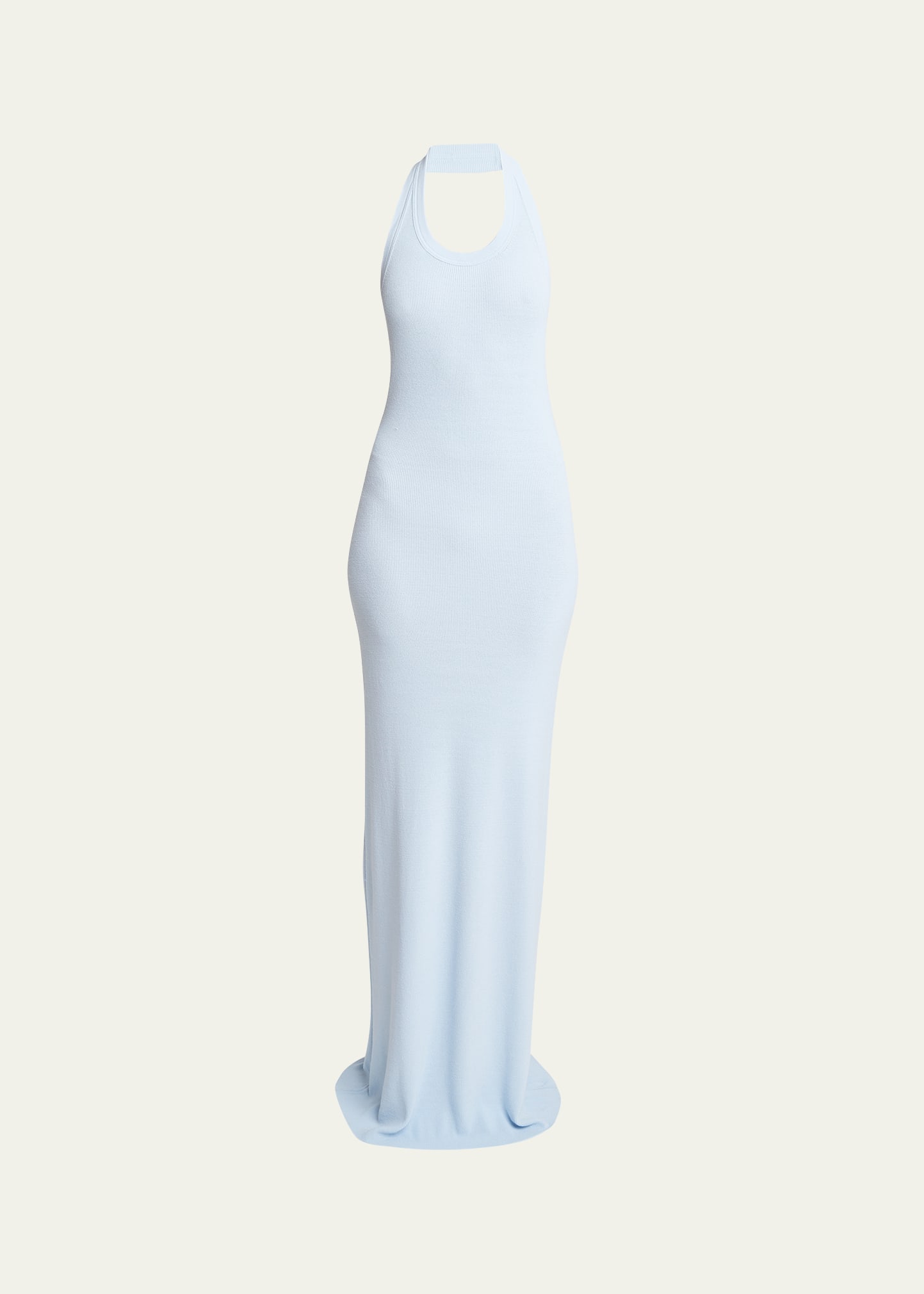 Shop Proenza Schouler Meryl Halter Matte Crepe Rib Knit Maxi Dress In Light Blue