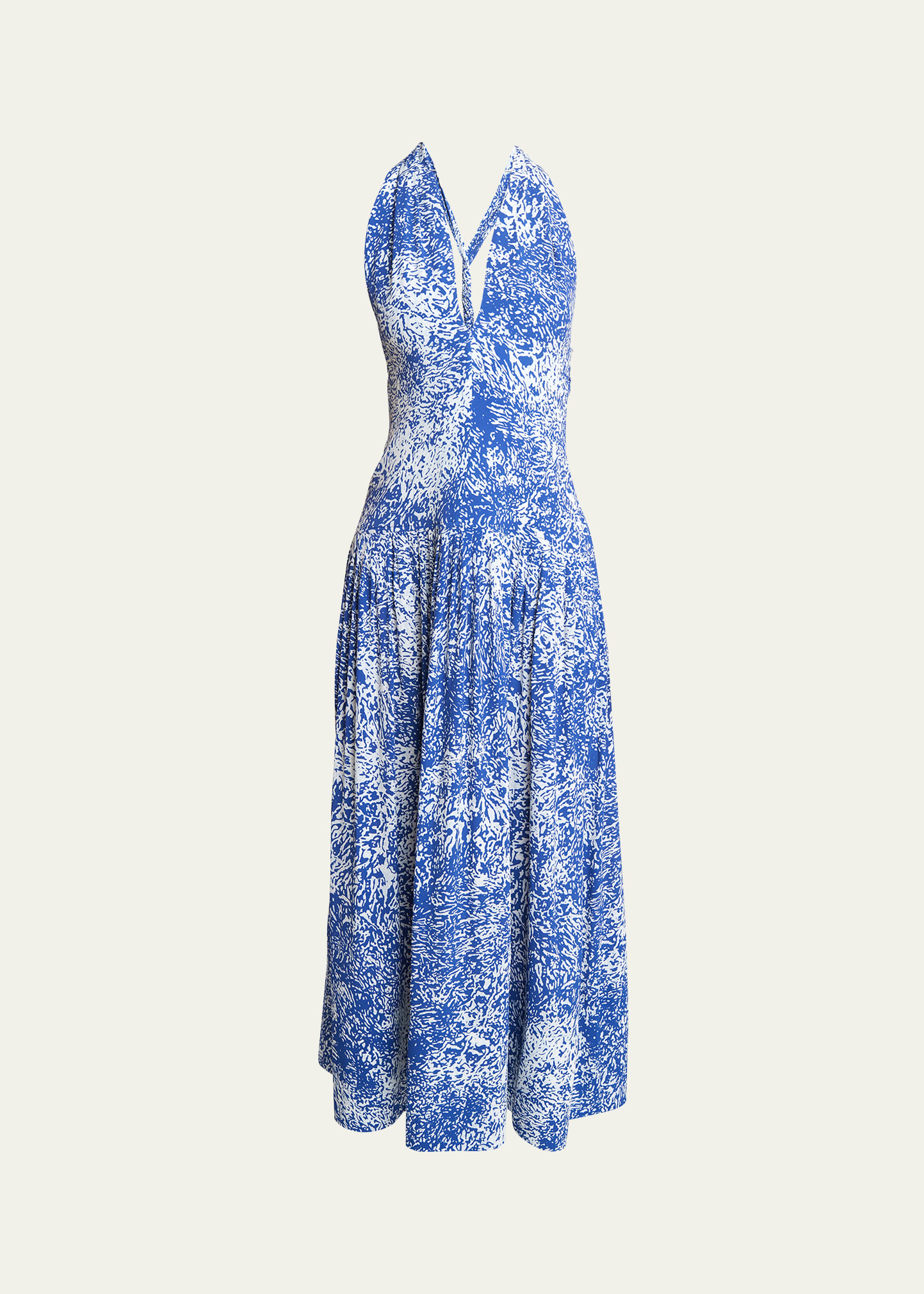 Shop Proenza Schouler Simone Printed Viscose Crepe De Chine Dress In Cobalt Multi