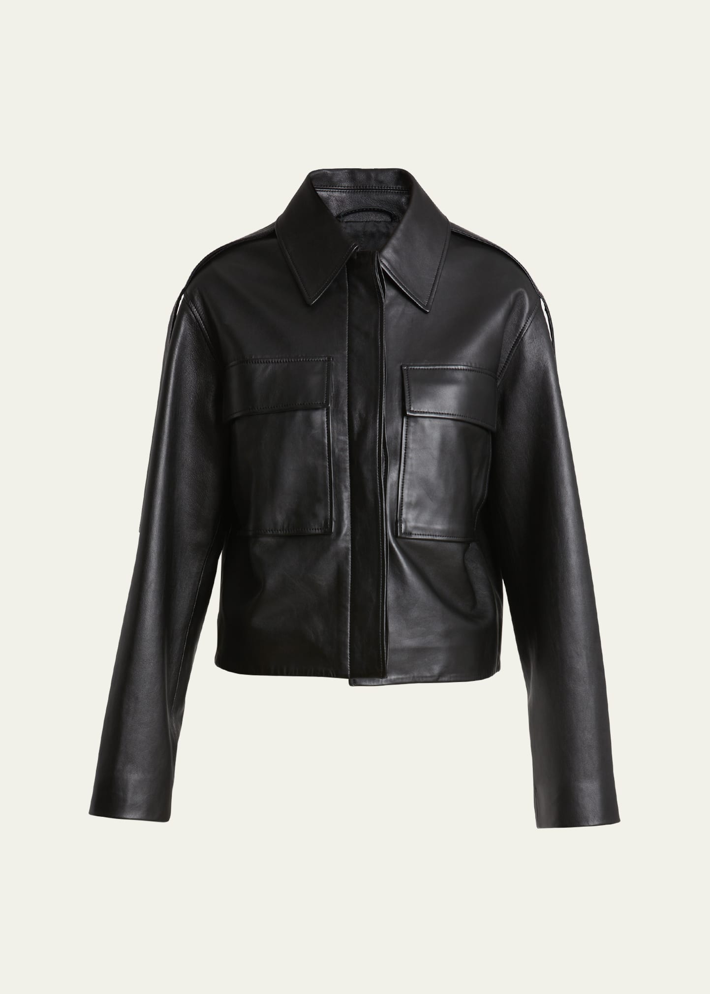 Proenza Schouler Dylan Wide Glossy Leather Jacket In Black
