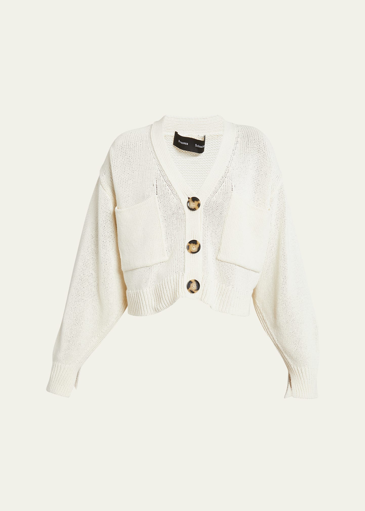 Proenza Schouler Sofia Crop Cotton Knit Cardigan In White