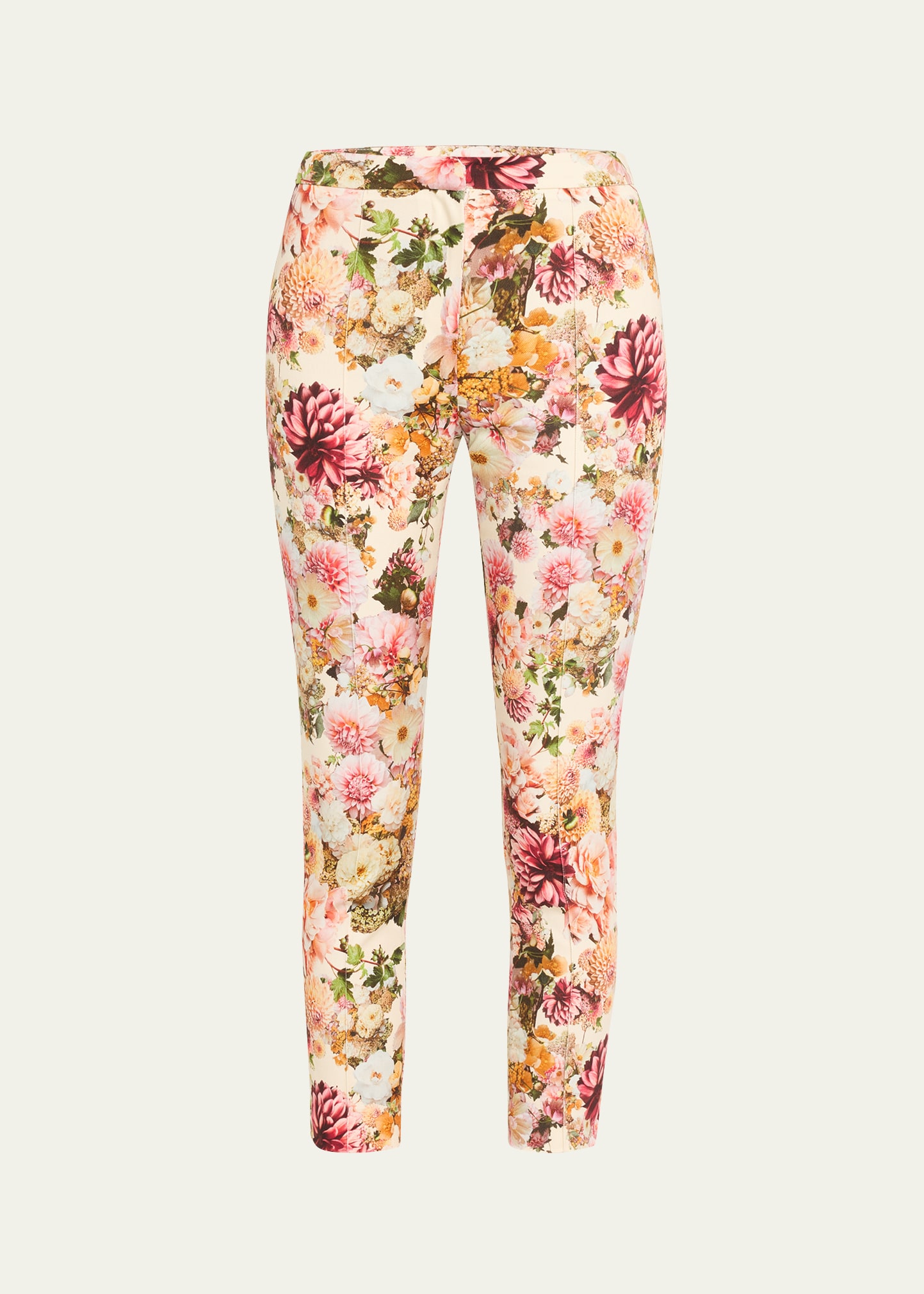 Shop Adam Lippes Daphne Floral Cigarette Cropped Cotton Twill Pants In Cream Multi