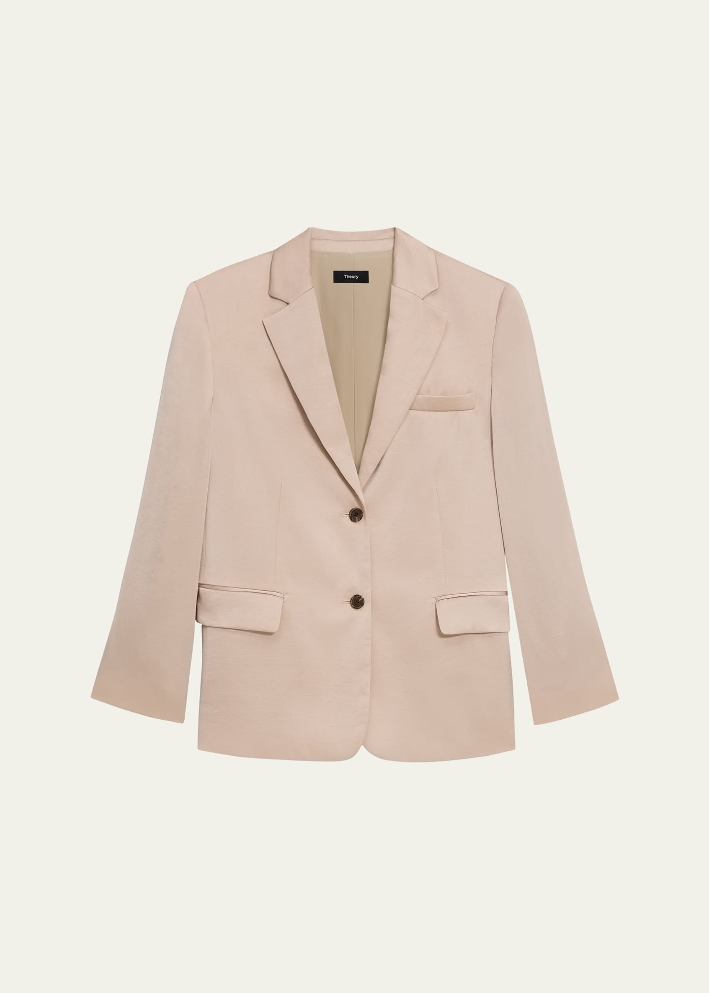 Theory Crushed Satin Two-button Blazer In Soft Gold
