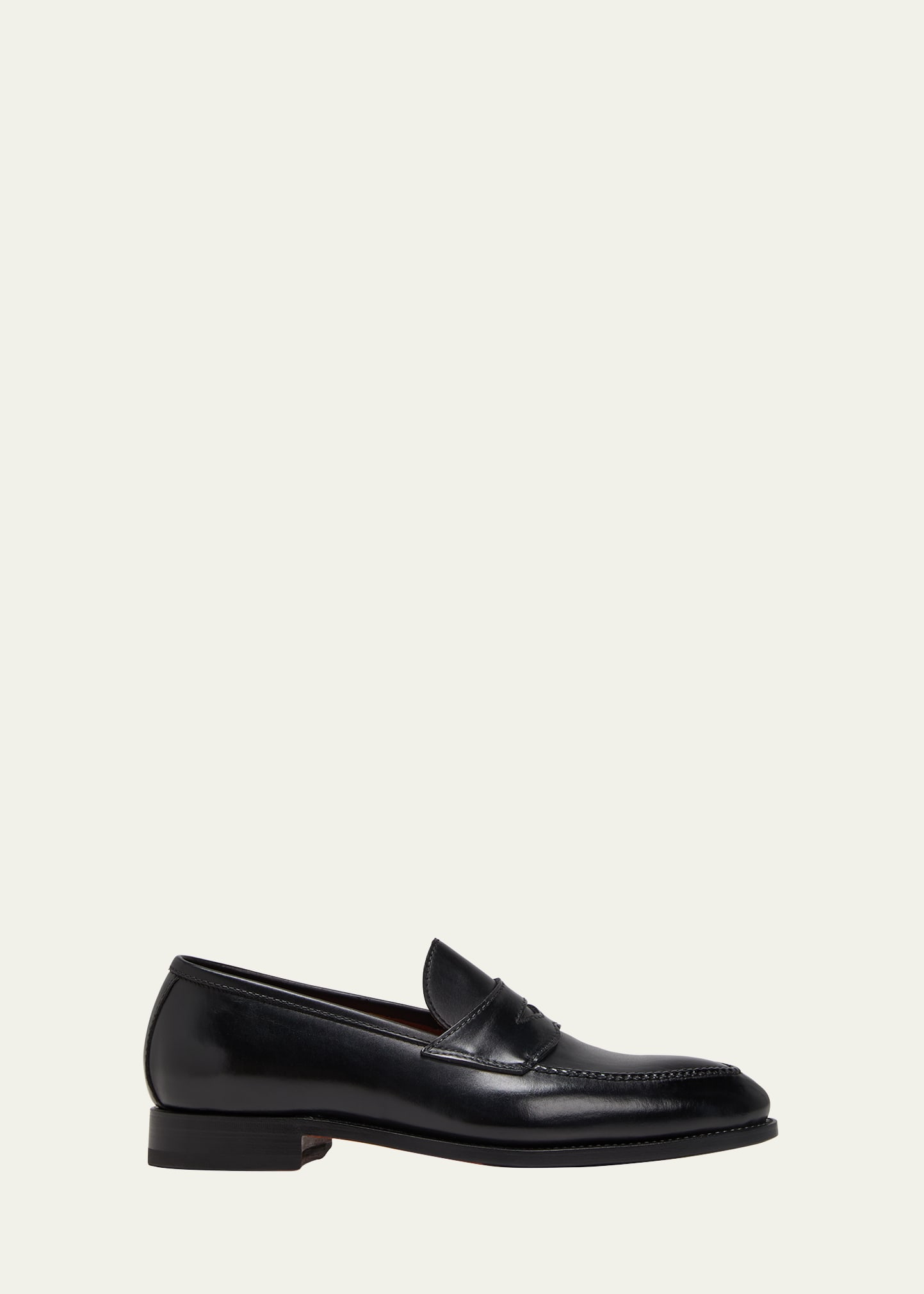 Bontoni Principe Leather Penny Loafer In Dark Brown