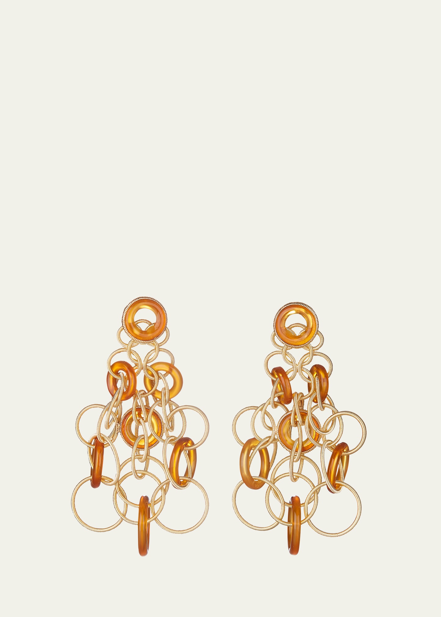 Hawaii Color 18K Yellow Gold Carnelian Pendant Earrings, 5cm