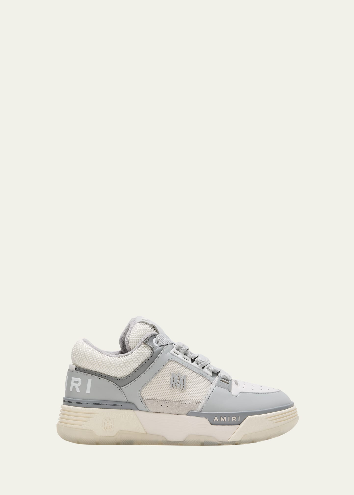 Shop Amiri Men's Ma-1 Leather & Mesh Low-top Sneakers In Grey