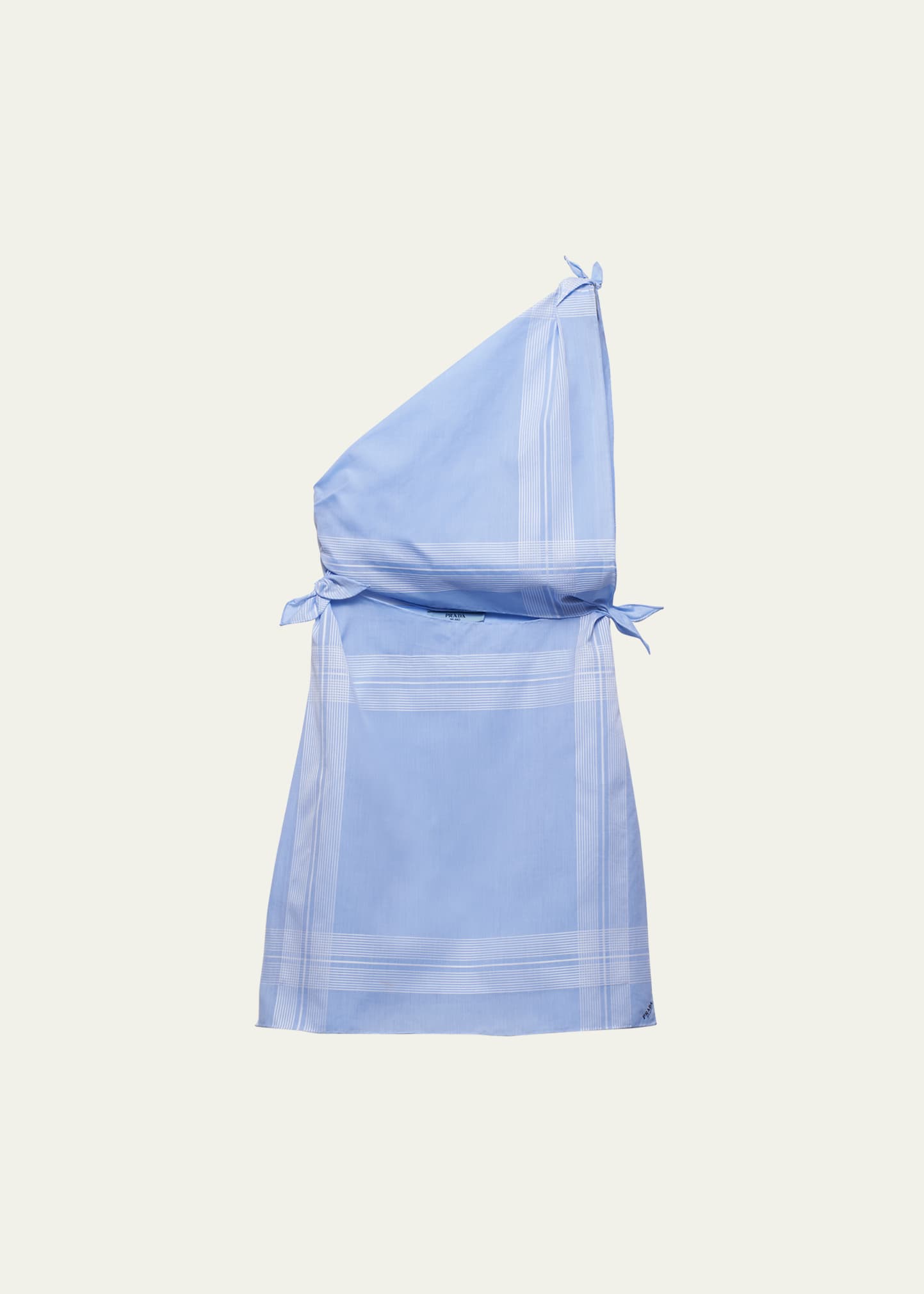 Shop Prada Check One-shoulder Cutout Mini Dress In F0013 Azzurro