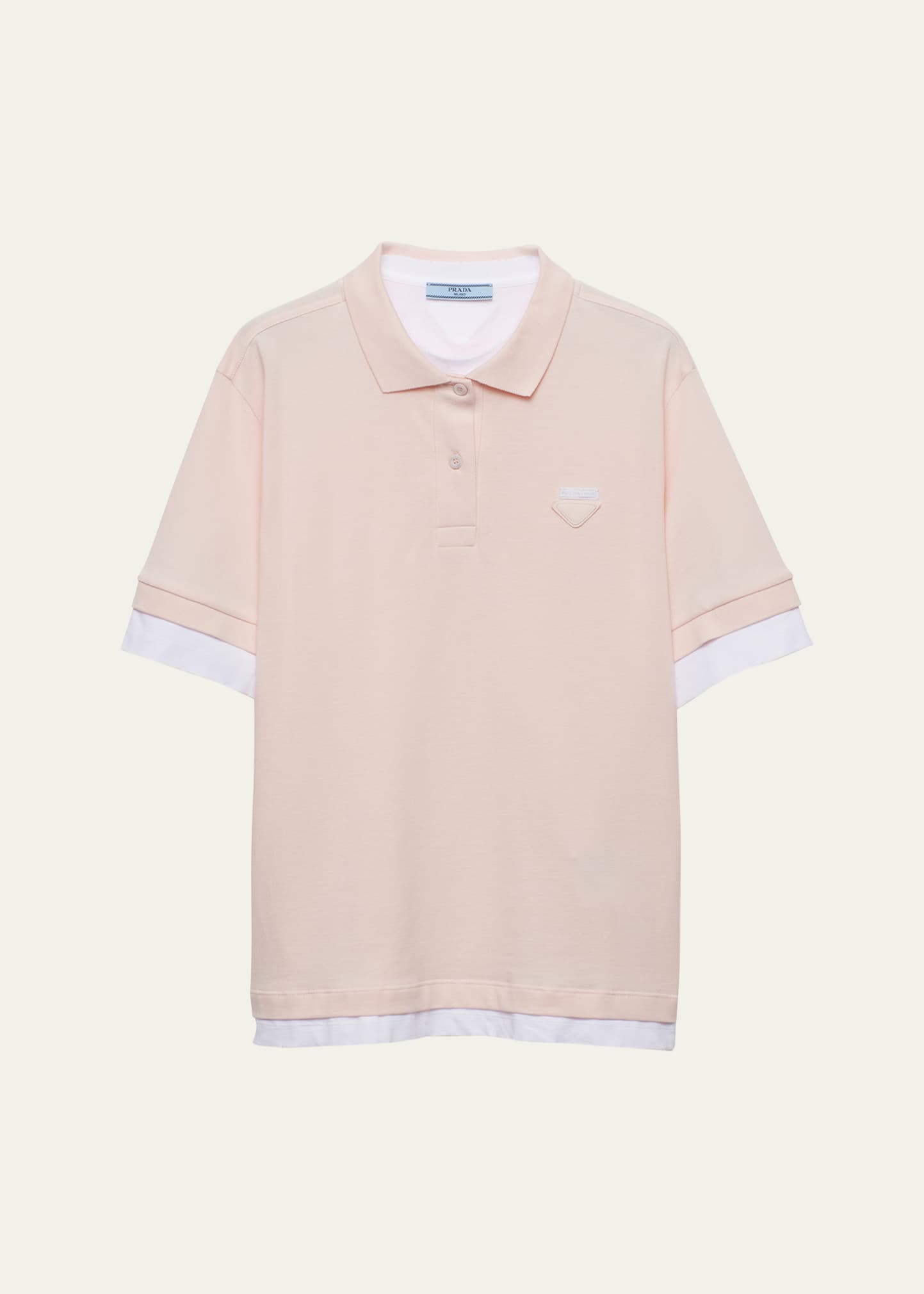 Prada Two-tone Jersey Layered Polo Shirt In Neutral