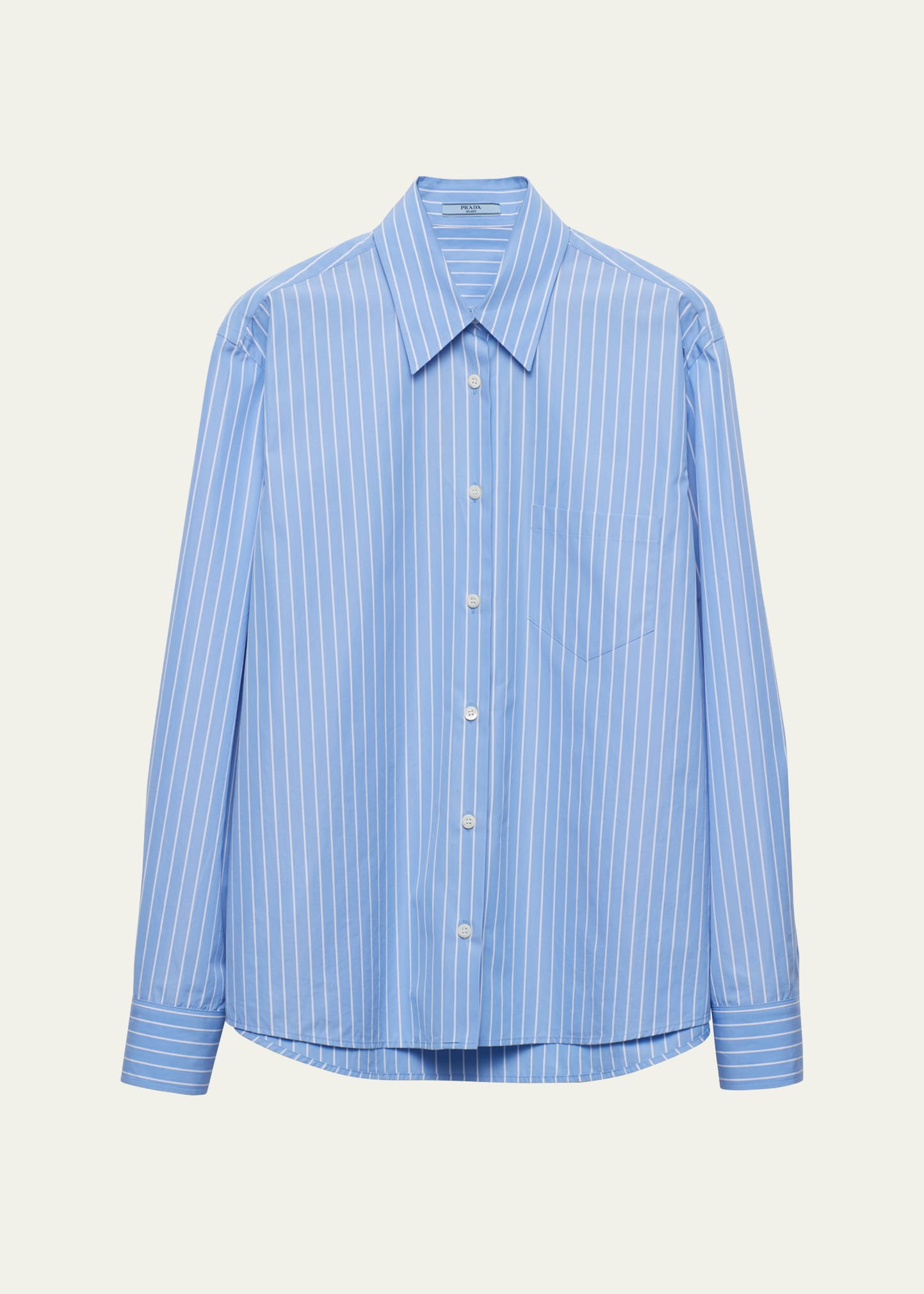 Shop Prada Striped Cotton Poplin Button-front Shirt In F0013 Azzurro