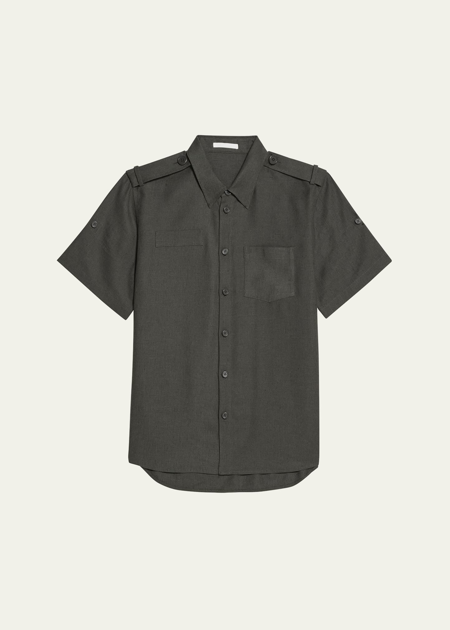Shop Helmut Lang Men's Archive Epaulette Short-sleeve Shirt In Graphite