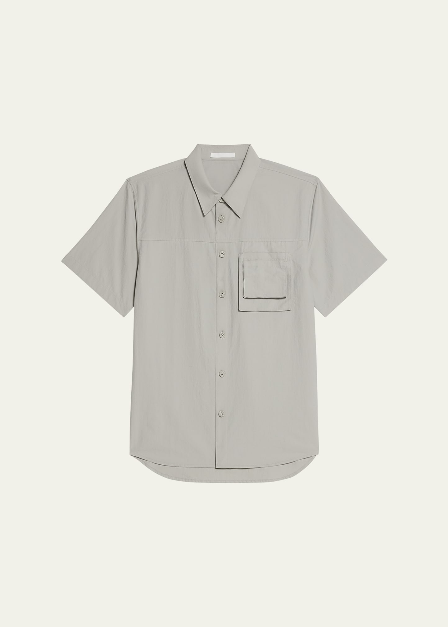 Shop Helmut Lang Men's Air Nylon Pocket Short-sleeve Shirt In Stone