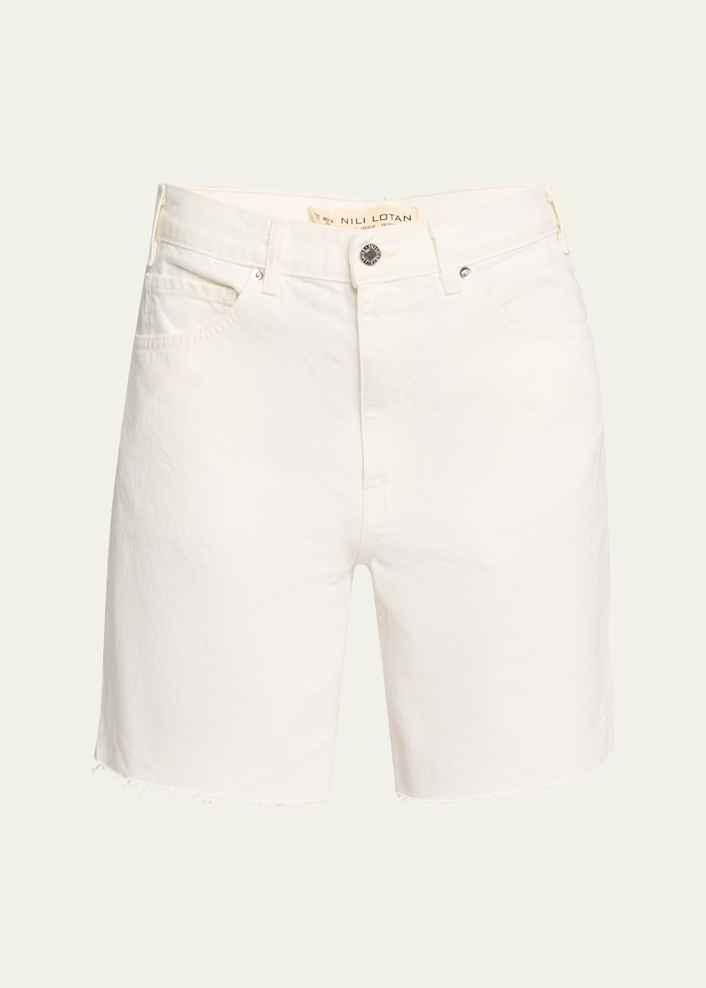 Shop Nili Lotan Russel Denim Shorts In Cream