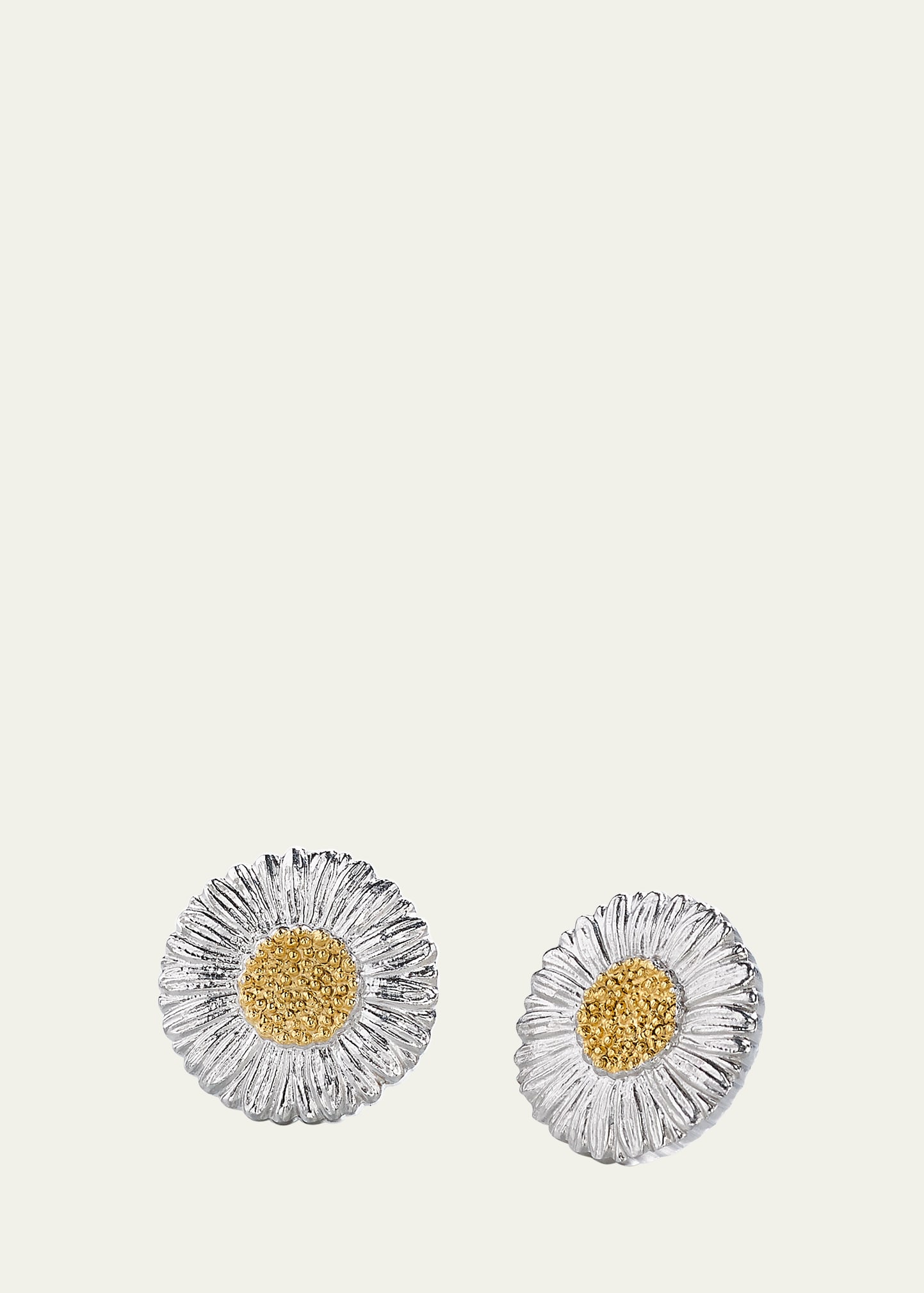 Blossoms Daisy Sterling Silver and 18K Yellow Gold Button Earrings, 1.6cm