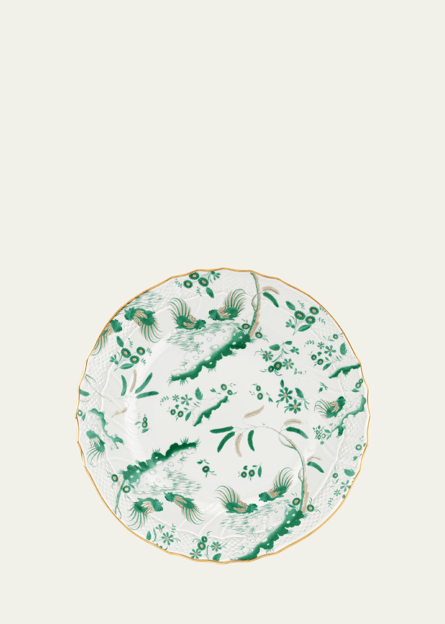 Ginori 1735 Oro Di Doccia Soup Plate, Giada In Gldgrn