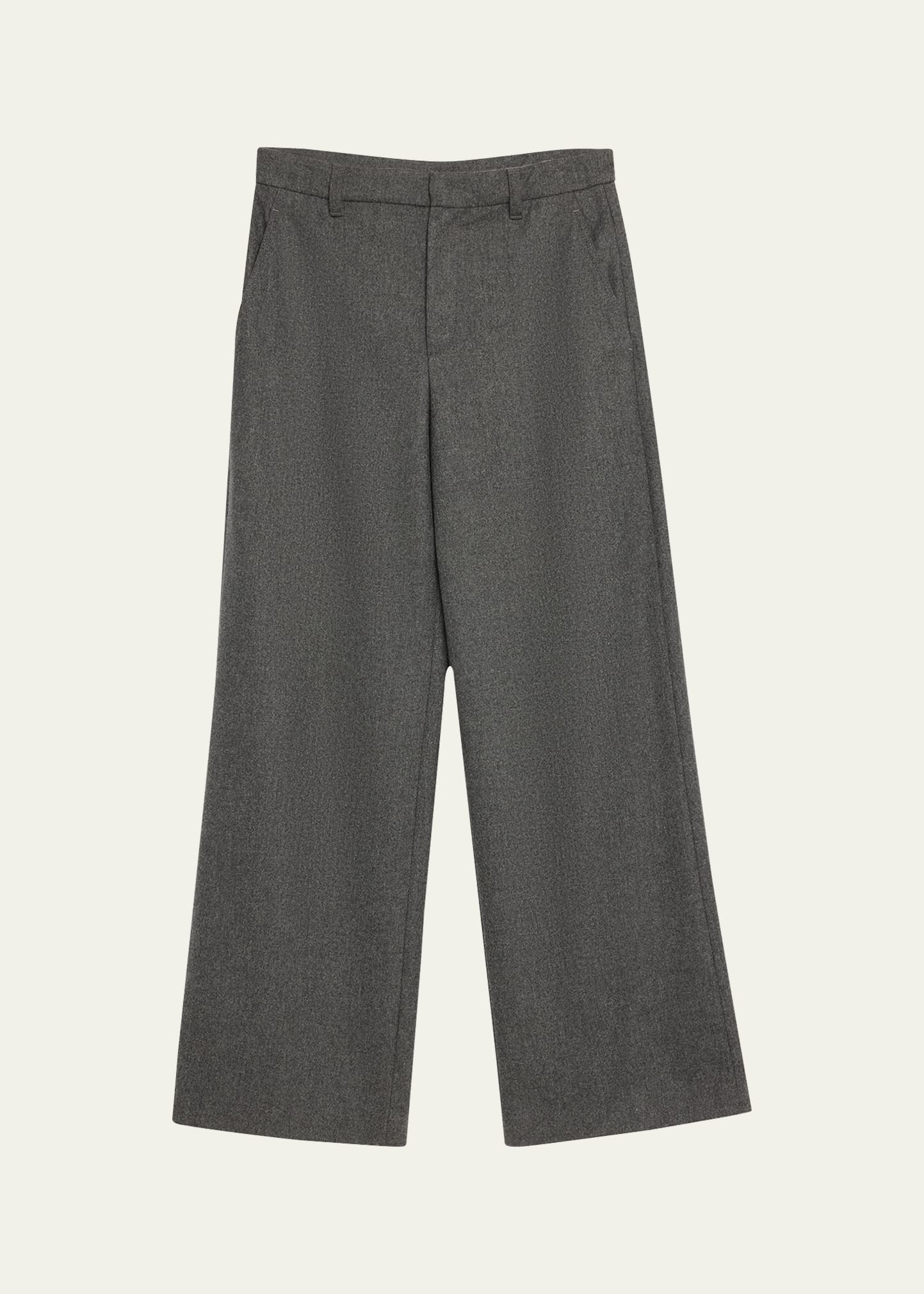 Straight Wool Cashmere Trousers