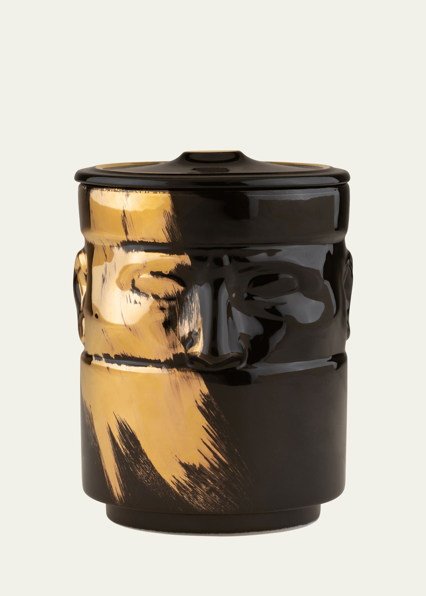 Shop Ginori 1735 The Companion Candleholder, Charcoal/gold - Lcdc Collection In Gold Edition