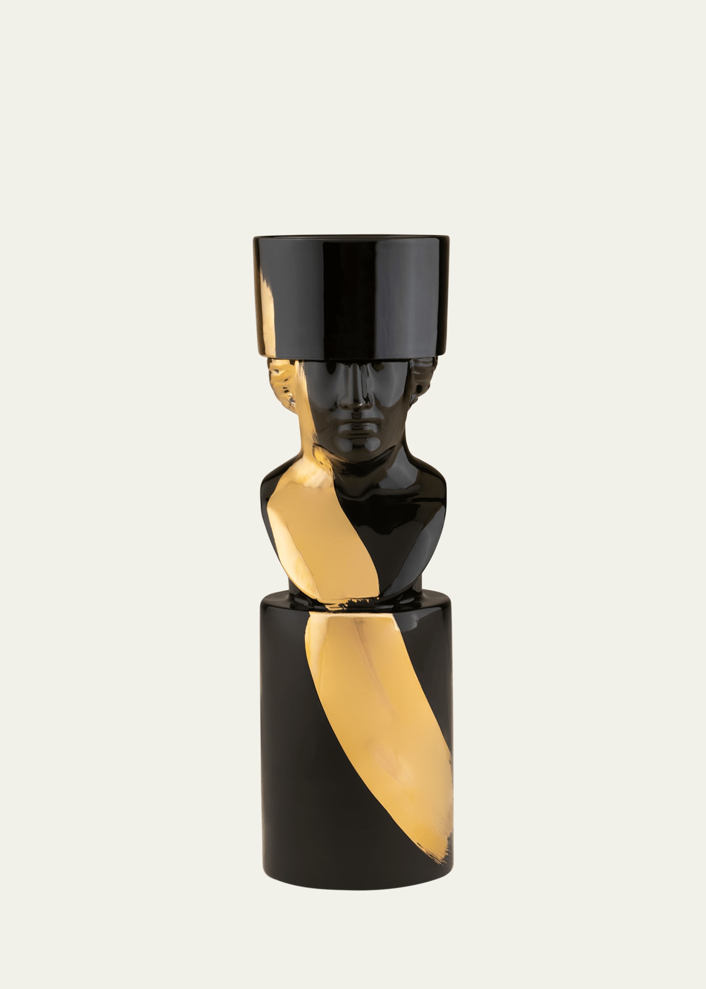 Ginori 1735 The Scholar Candleholder, Black/gold - Lcdc Collection In Gold Edition