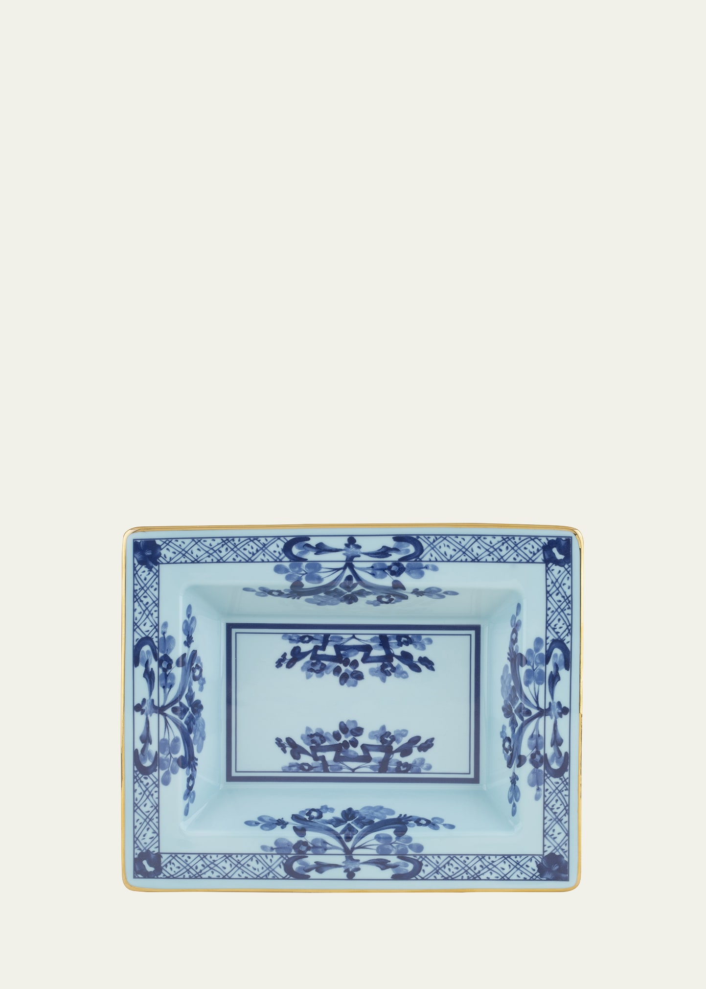 Ginori 1735 Oriente Italiano Rectangle Change Tray, Iris In Blue