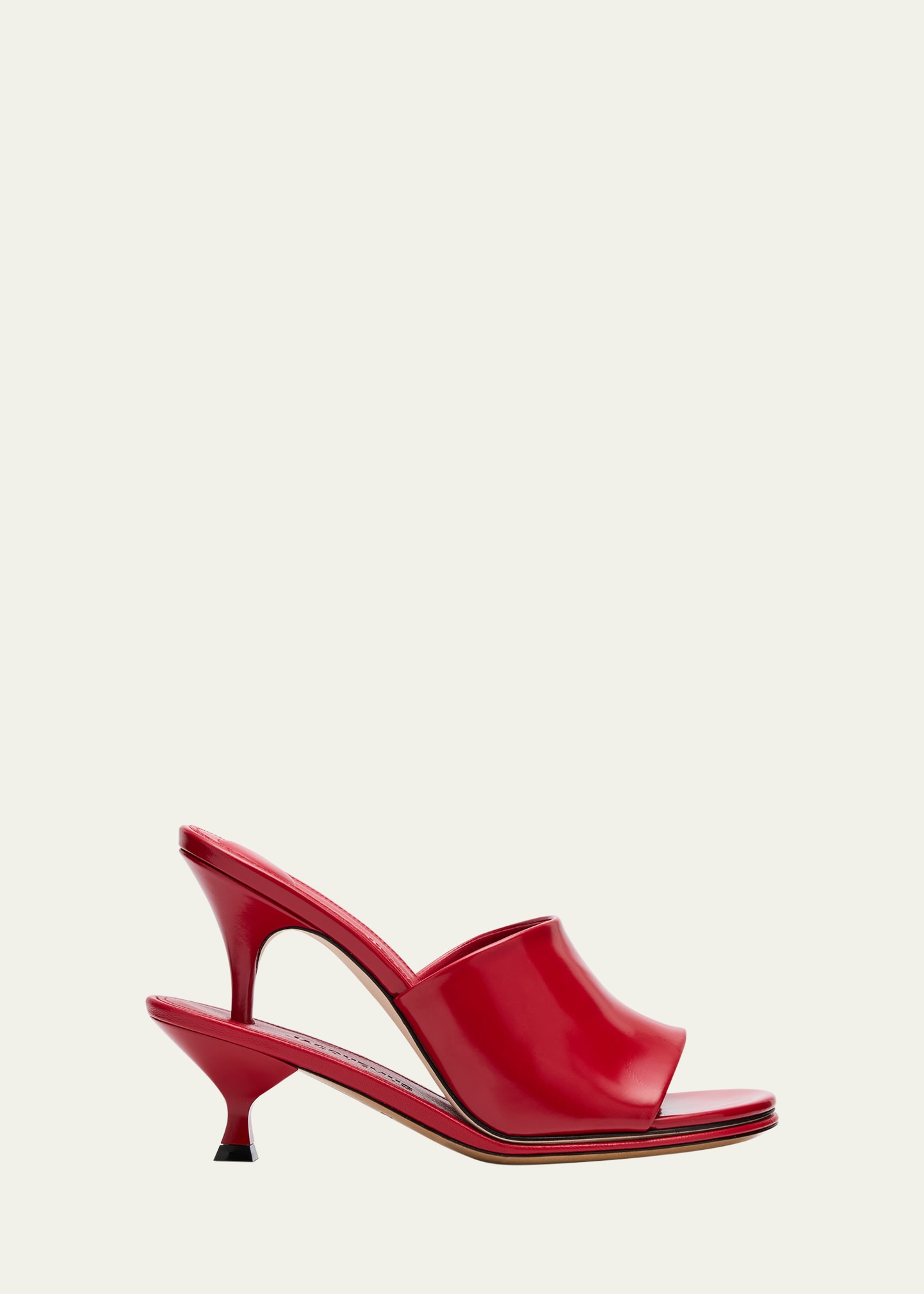 Shop Jacquemus Glossy Leather Dual-heel Mules In Red