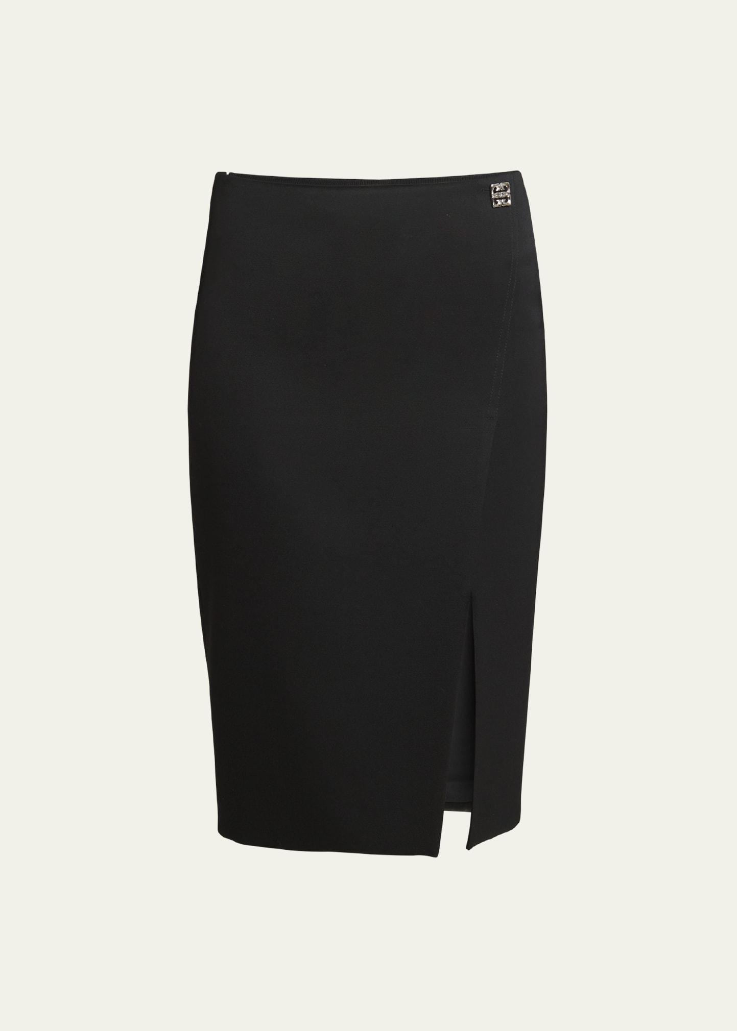 Shop Givenchy Wool Pencil Skirt With 4g Buckle Detail In Black
