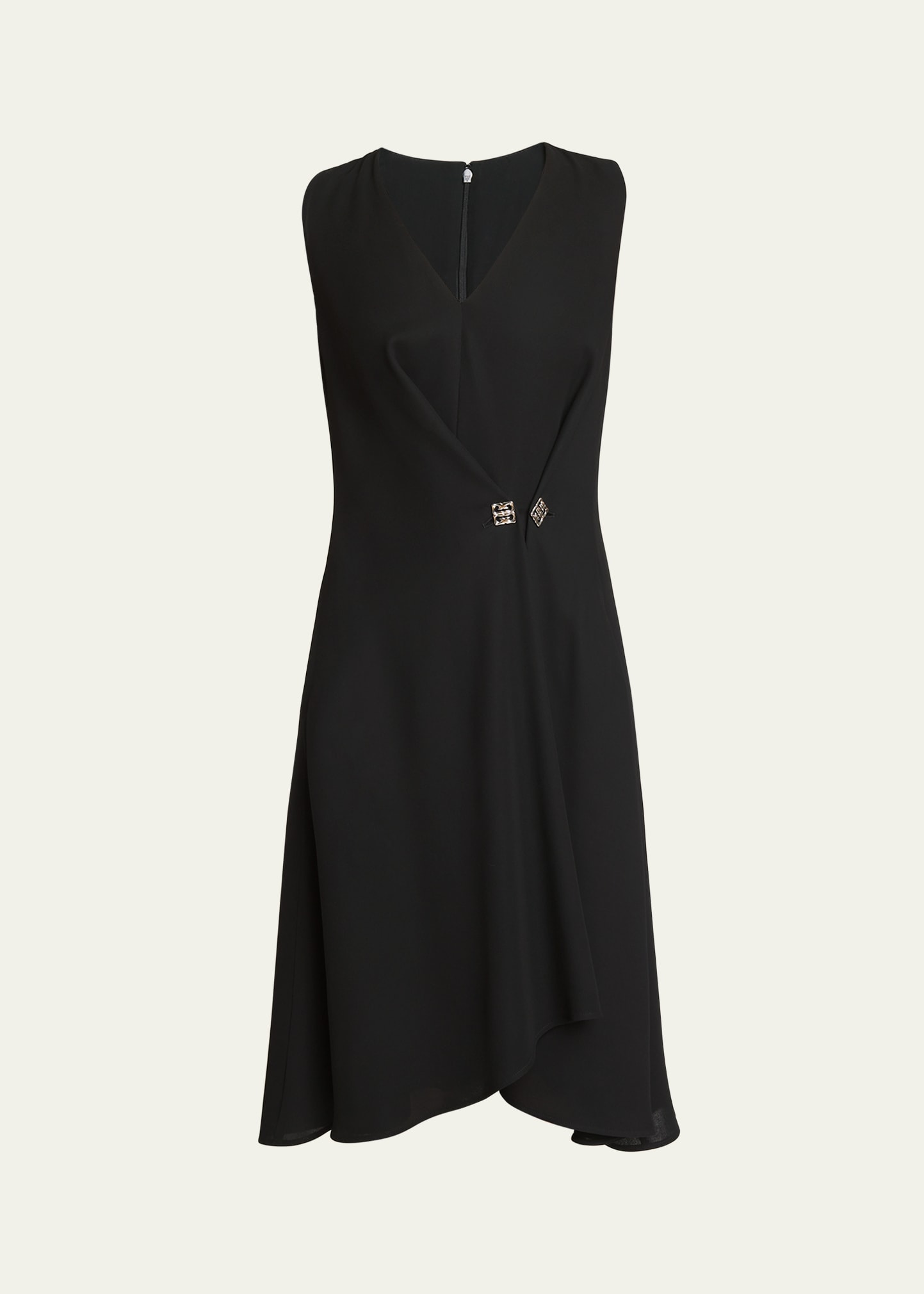 Givenchy Buckle Waist Sleeveless Midi Wrap Dress In Black