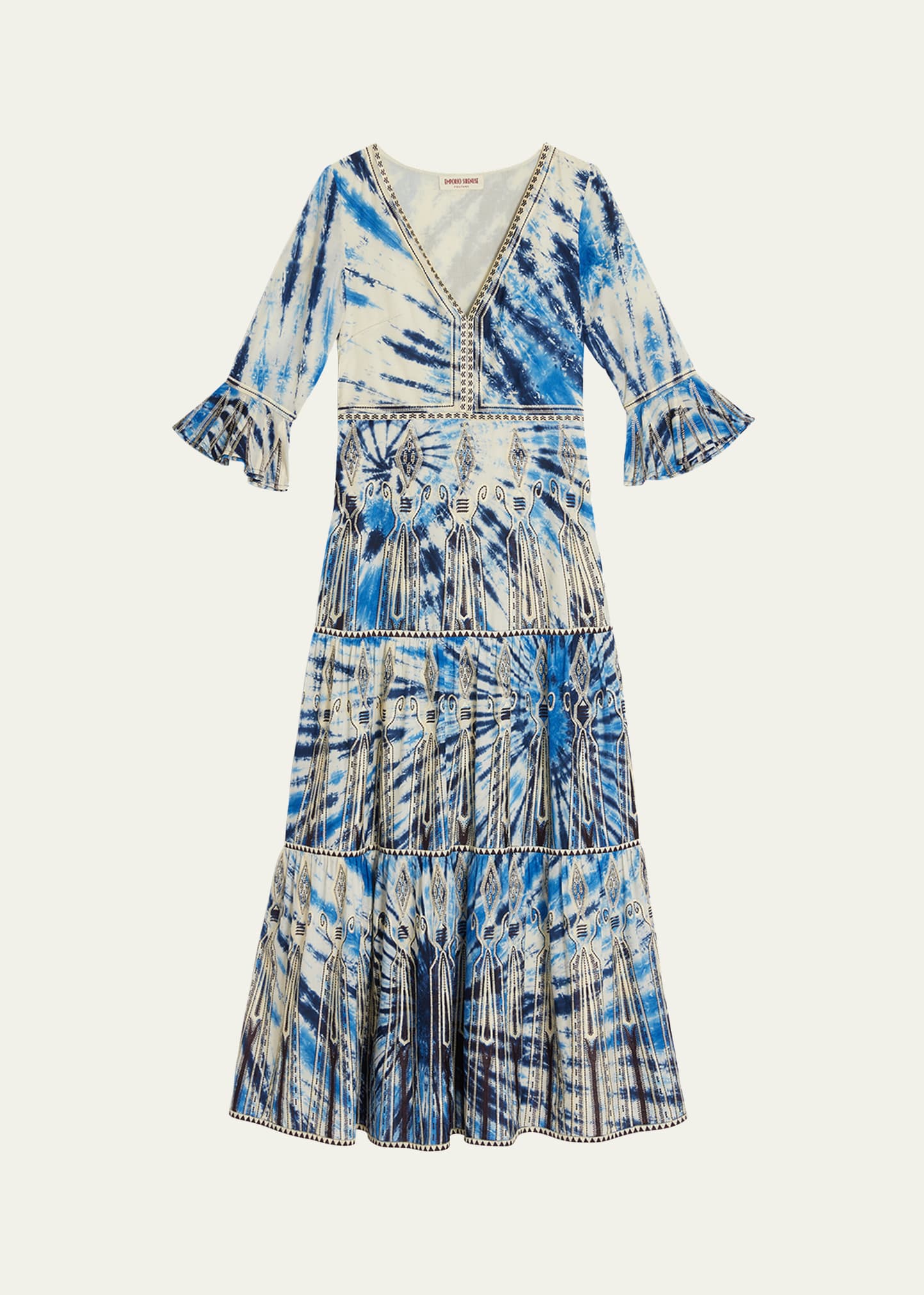Bella Tie-Dye Embroidered Maxi Dress