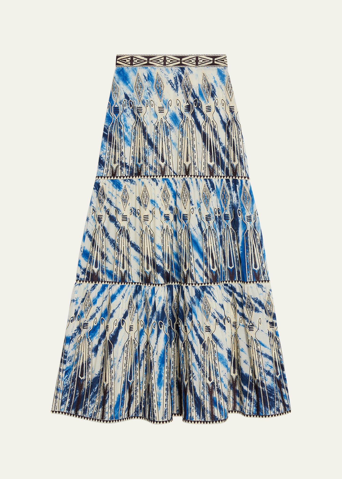 Elda Tie-Dye Embroidered Maxi Skirt