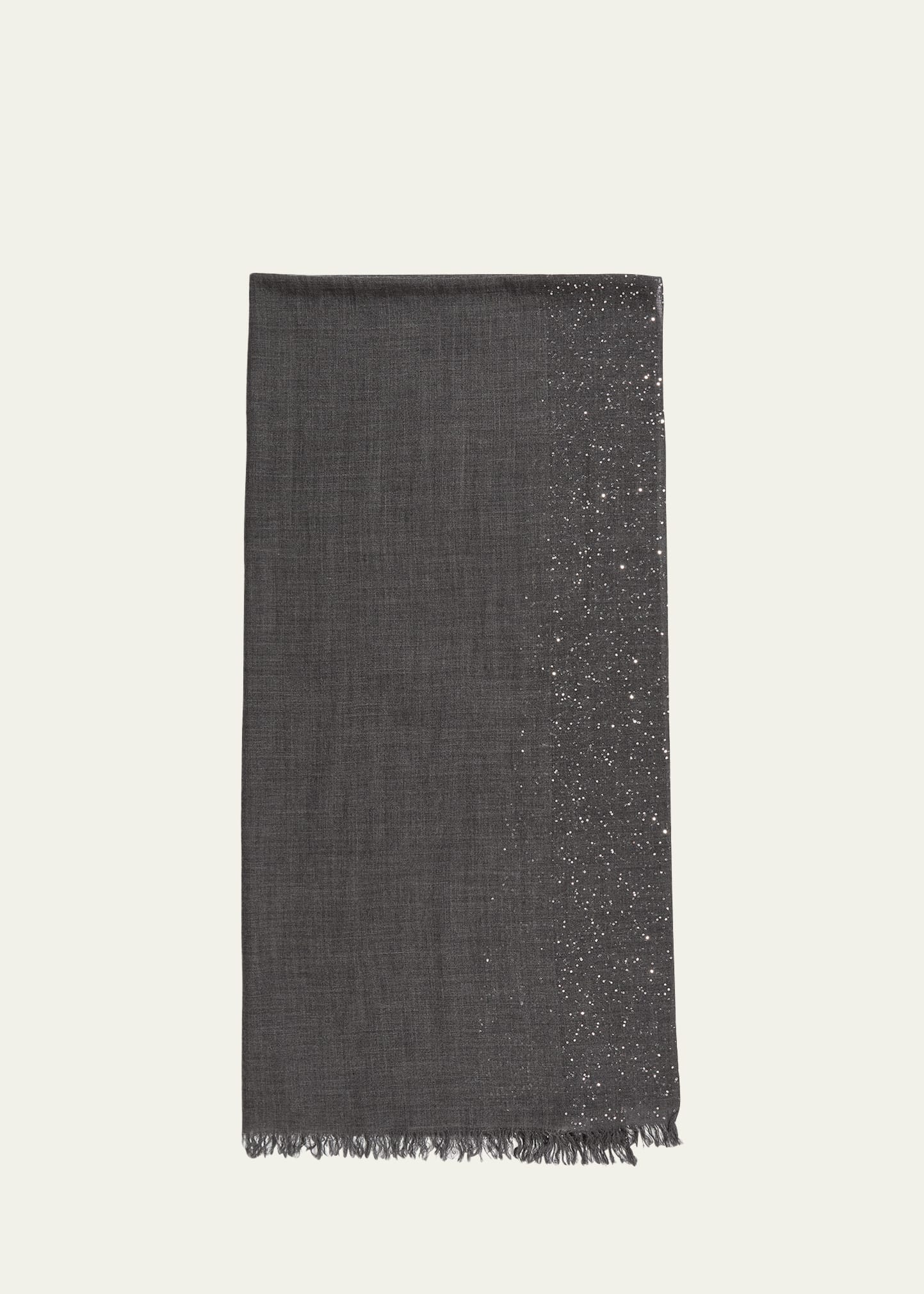 Faliero Sarti New Dalia Sequined Wool-blend Scarf In Navy/black
