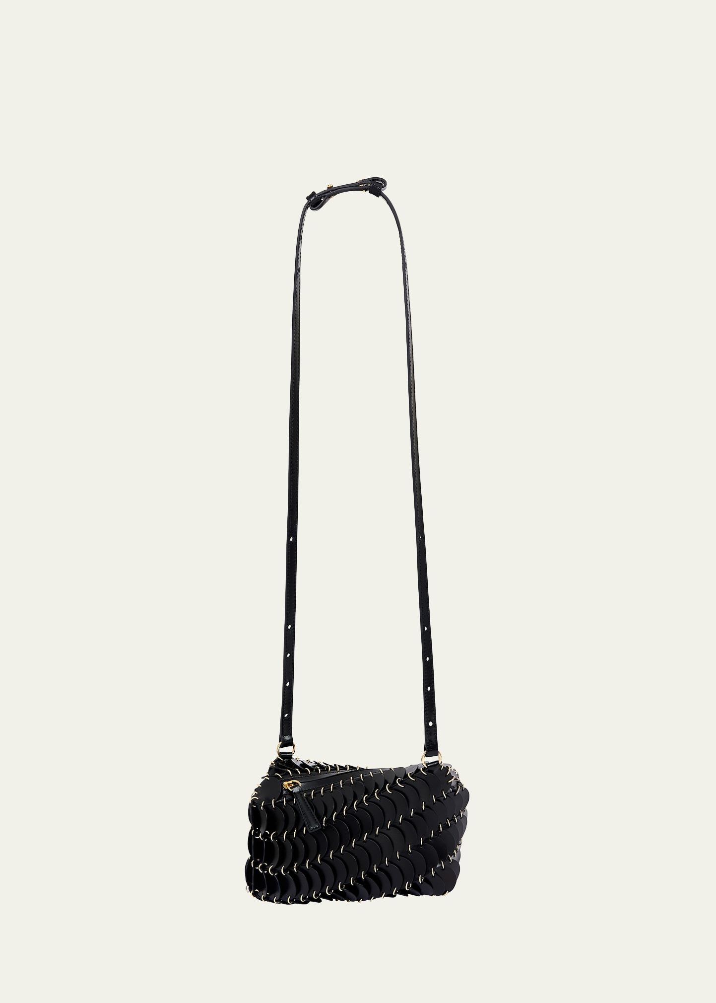 Rabanne Disc Calf Leather Crossbody Bag In Black
