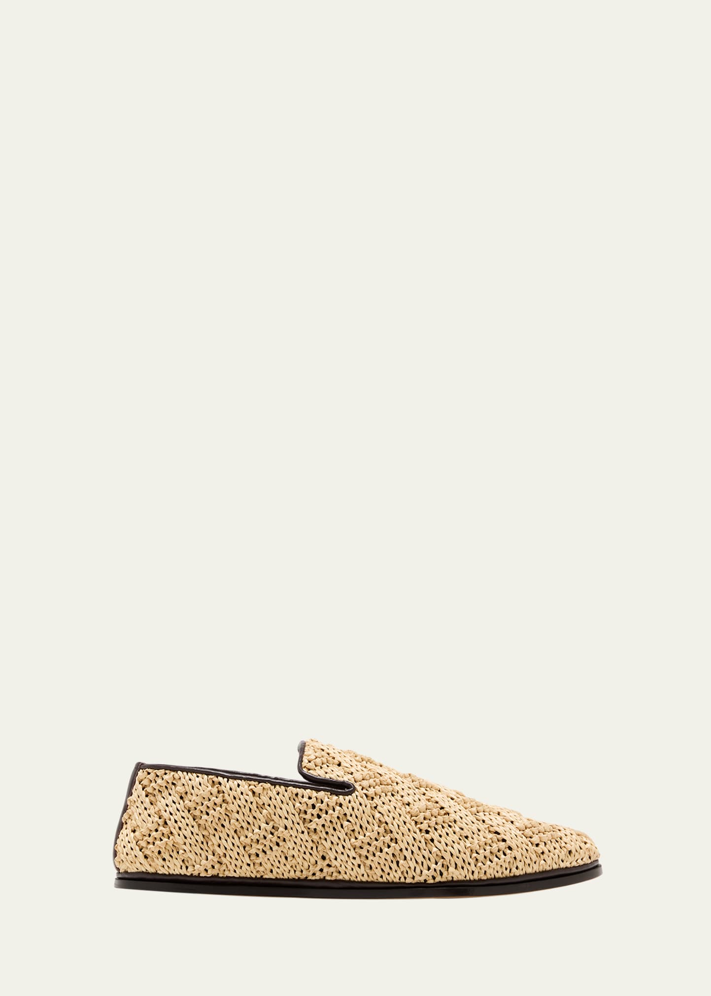 Shop Bottega Veneta Sunday Raffia Slipper Loafers In Natural Fondant