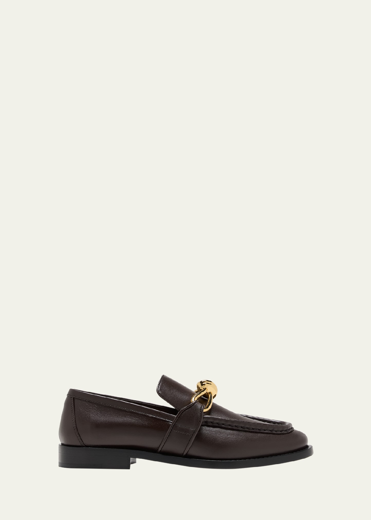 Bottega Veneta Astaire Leather Loafers Gold Detail In Fondant