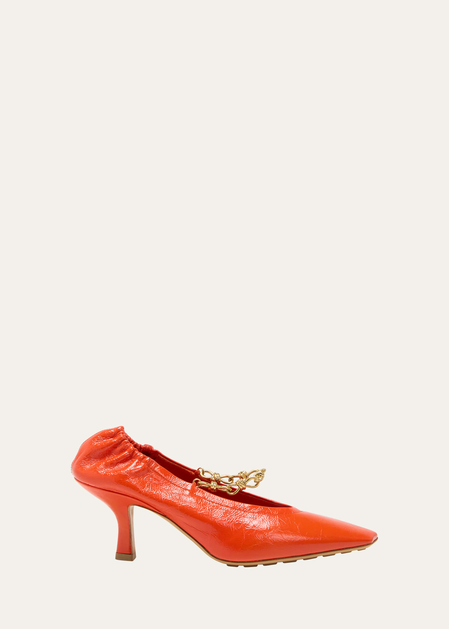 Shop Bottega Veneta Sharp Chain Pumps In New Orange