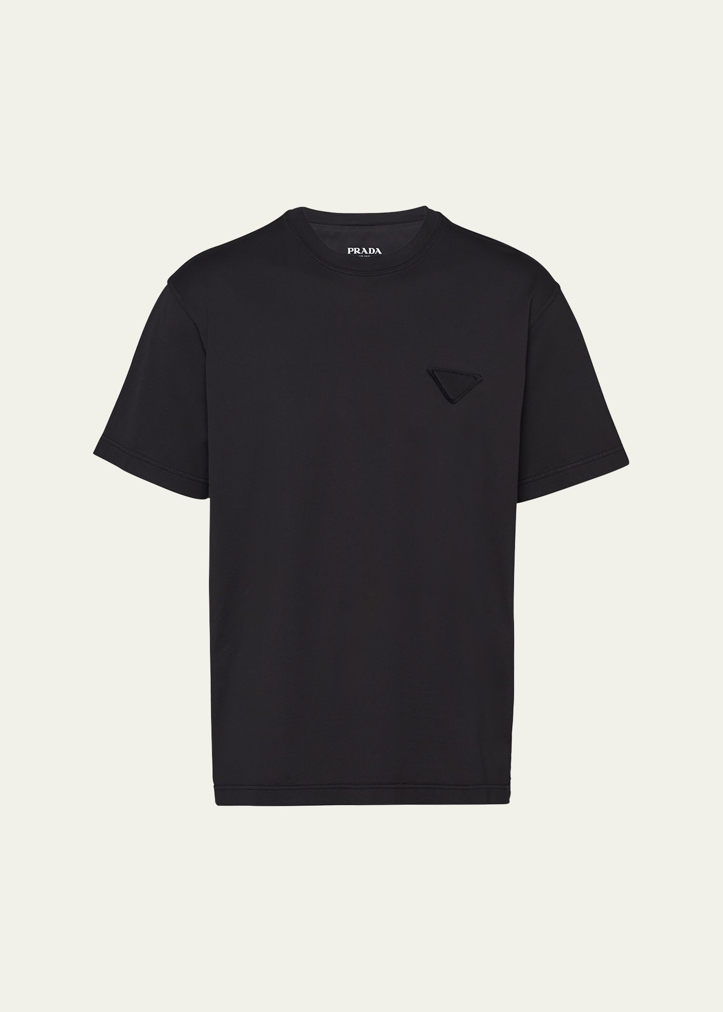 Prada Logo-patch Cotton T-shirt In Nero