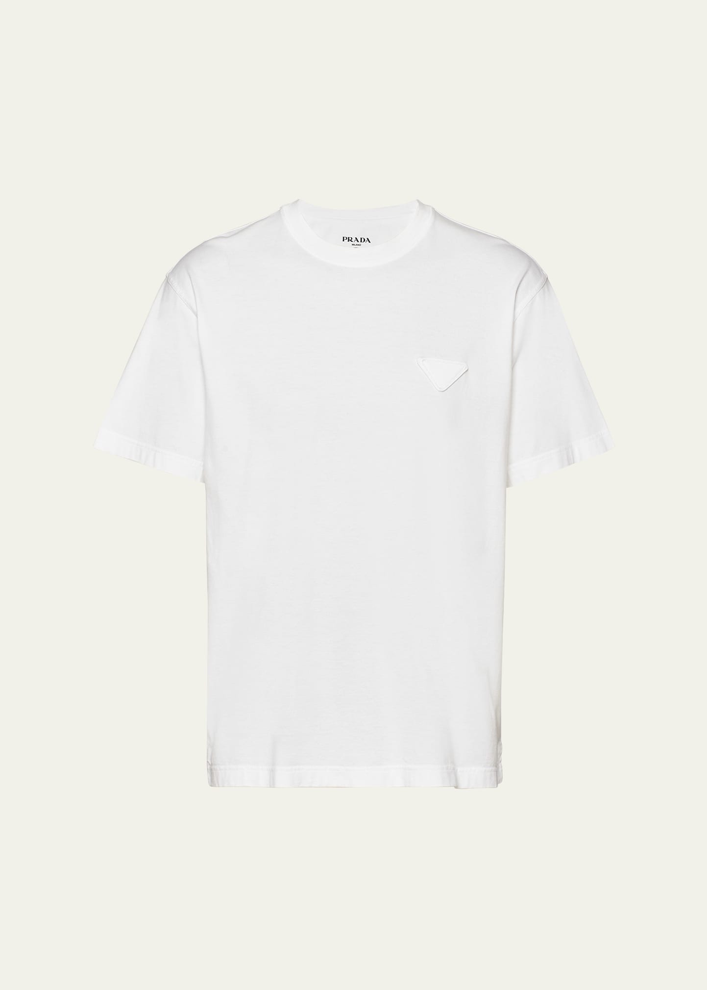 Shop Prada Men's Jersey Conceptual Logo T-shirt In Bianco