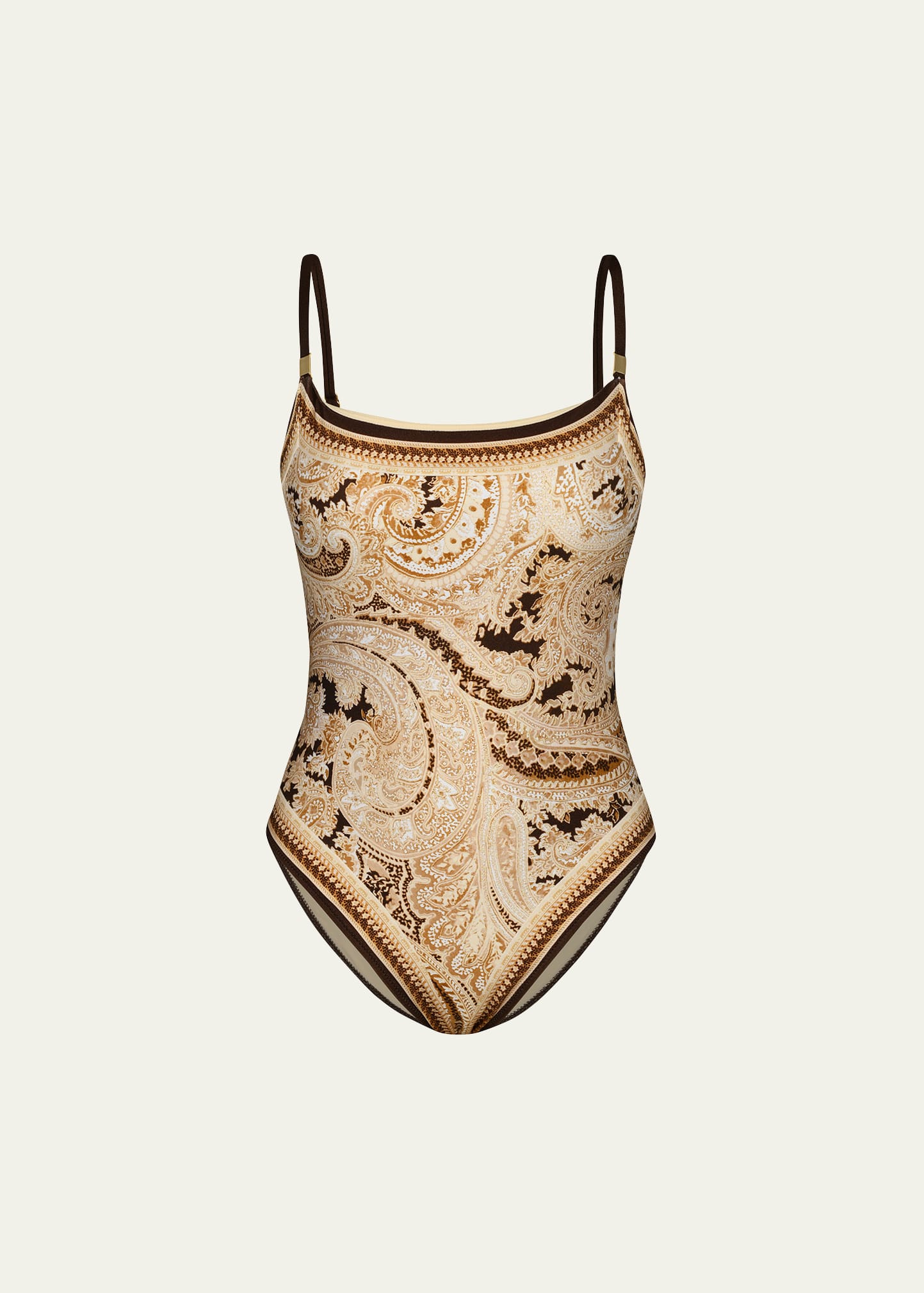 Shop L Agence Remi Paisley One-piece Swimsuit In Chocolate