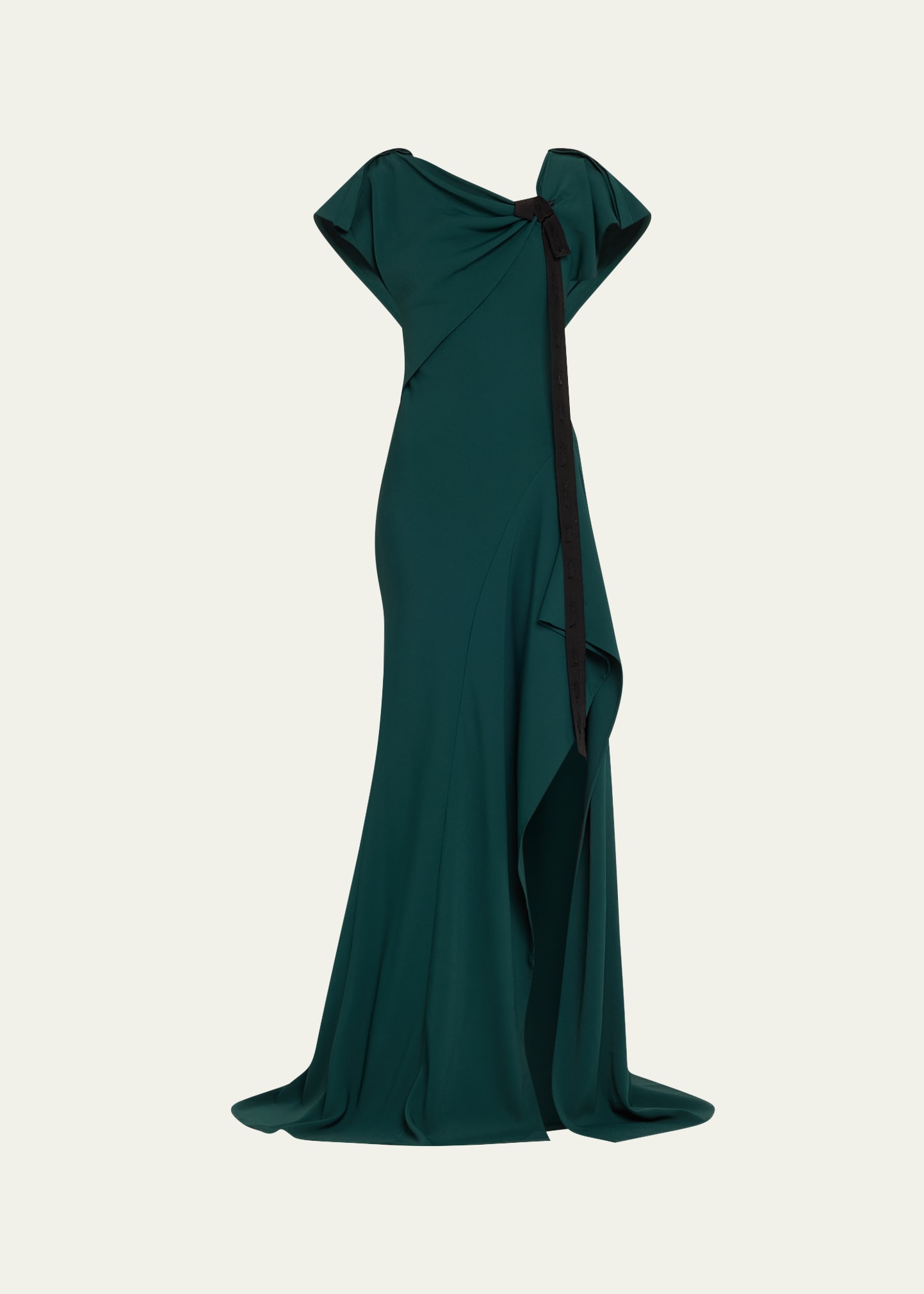 Ruched Fluid Crepe Gown