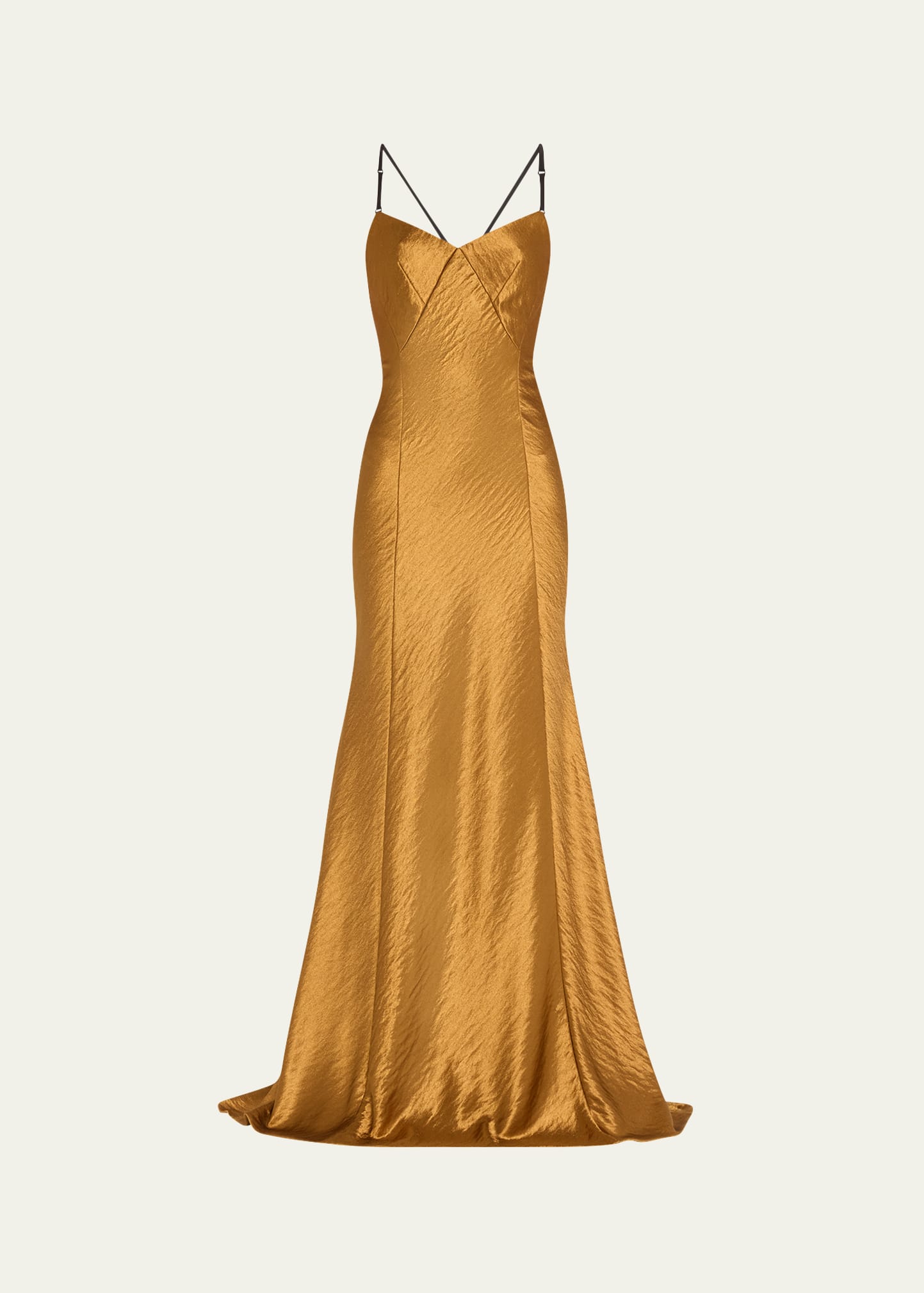 Shop Jason Wu Collection Hammered Satin Backless Gown In Burnished Gold