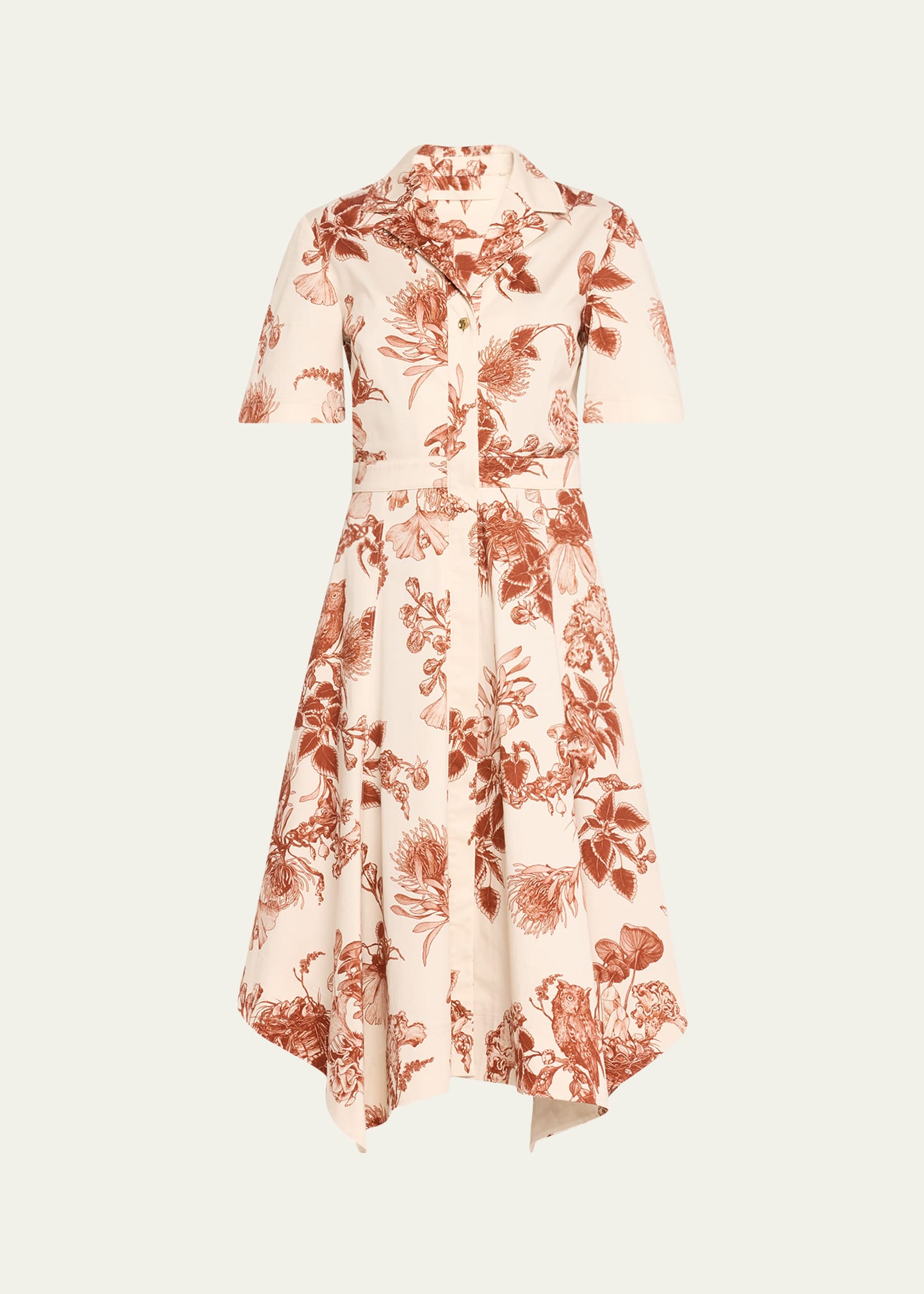 Shop Jason Wu Collection Forest Floral Handkerchief Shirtdress In Calico Rust