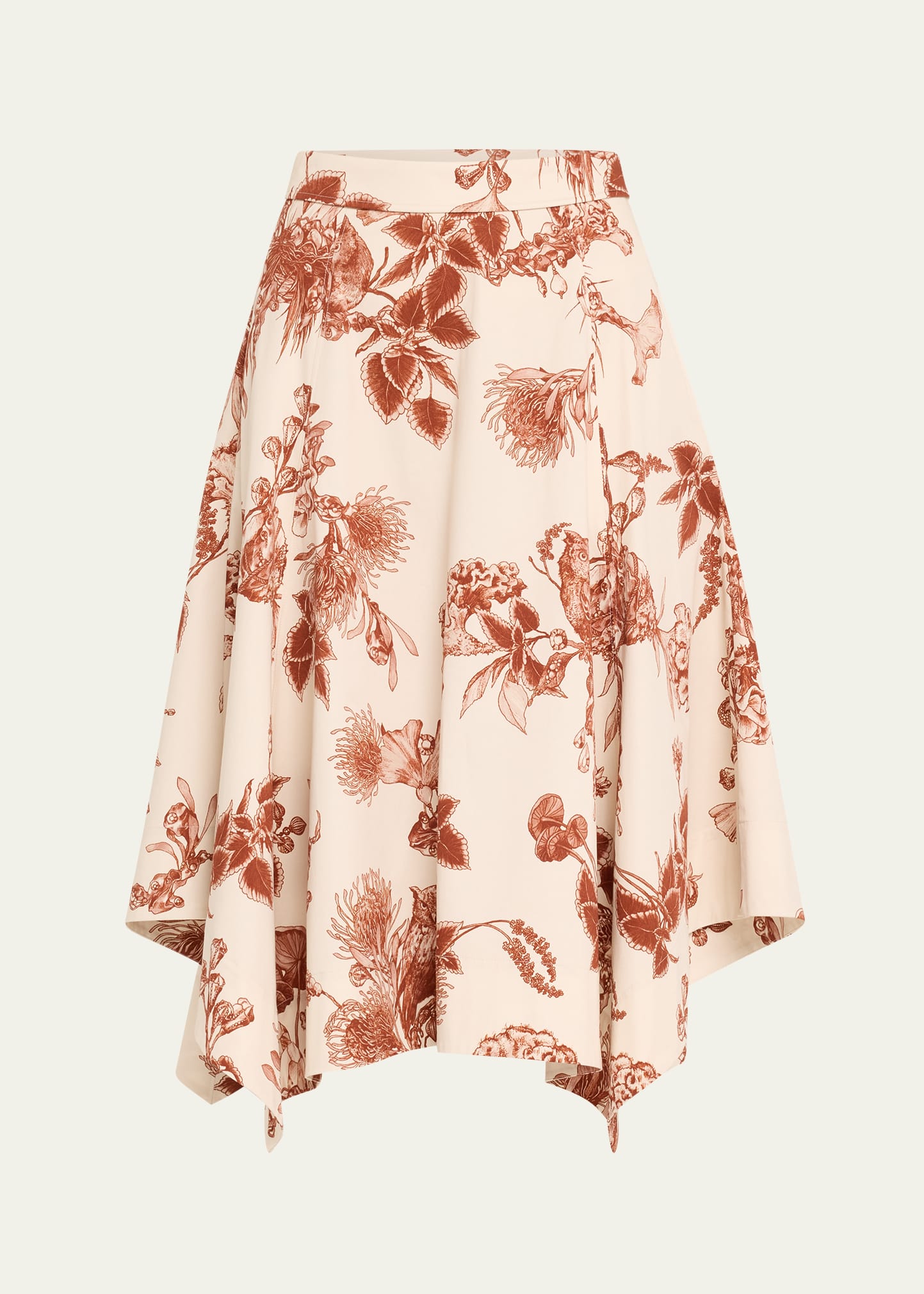 Floral Fold-Over Waistband Handkerchief Midi Skirt