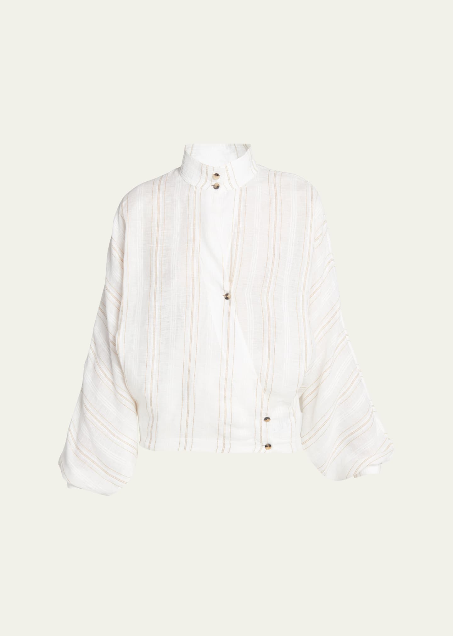 Shop Loro Piana Shay New Summertime Line Flax Blouse In F5rk Ginsengwhite