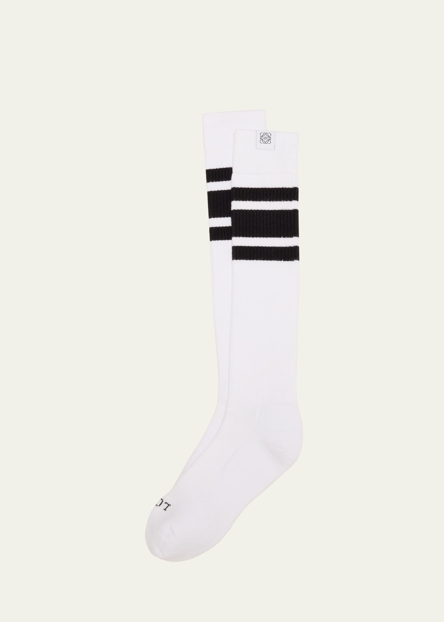Loewe Men's Stripe Crew Socks In White
