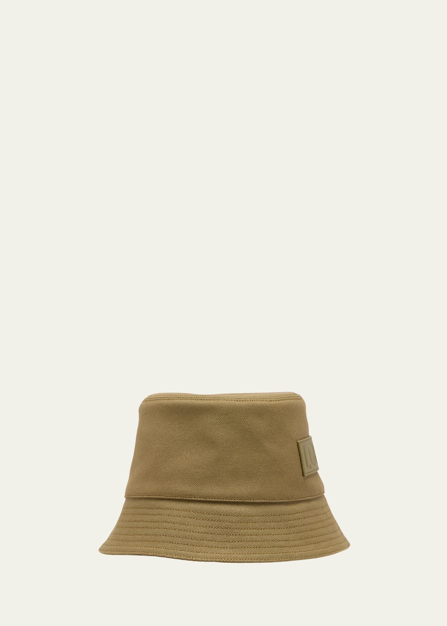 Shop Loewe Men's Leather-logo Bucket Hat In Military Green