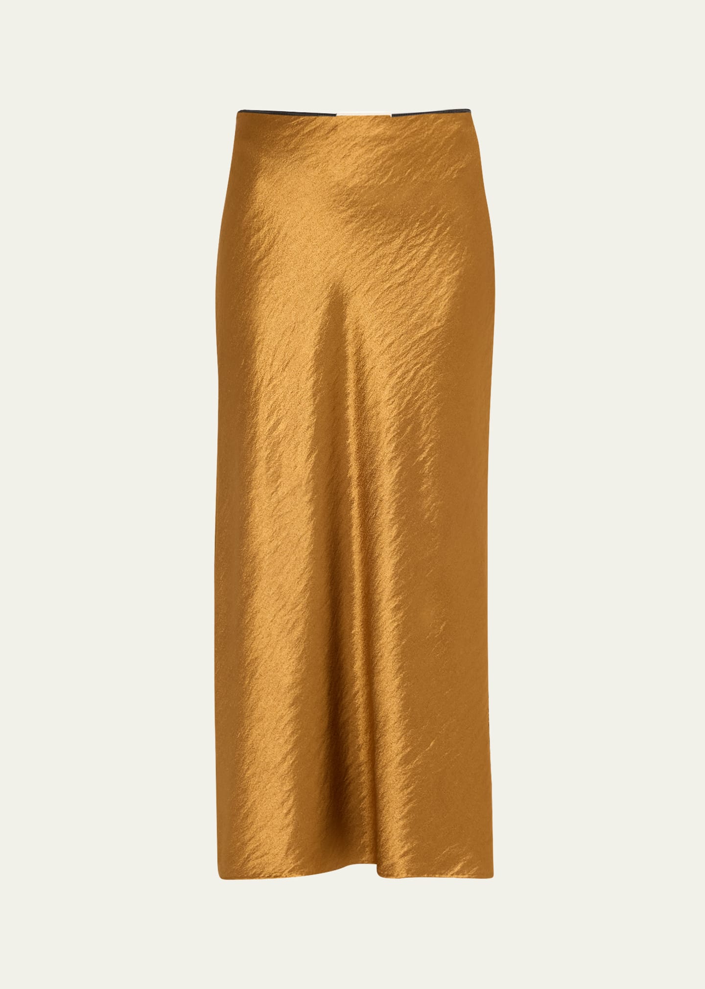Shop Jason Wu Collection Hammered Satin Midi Slip Skirt In Burnished Gold