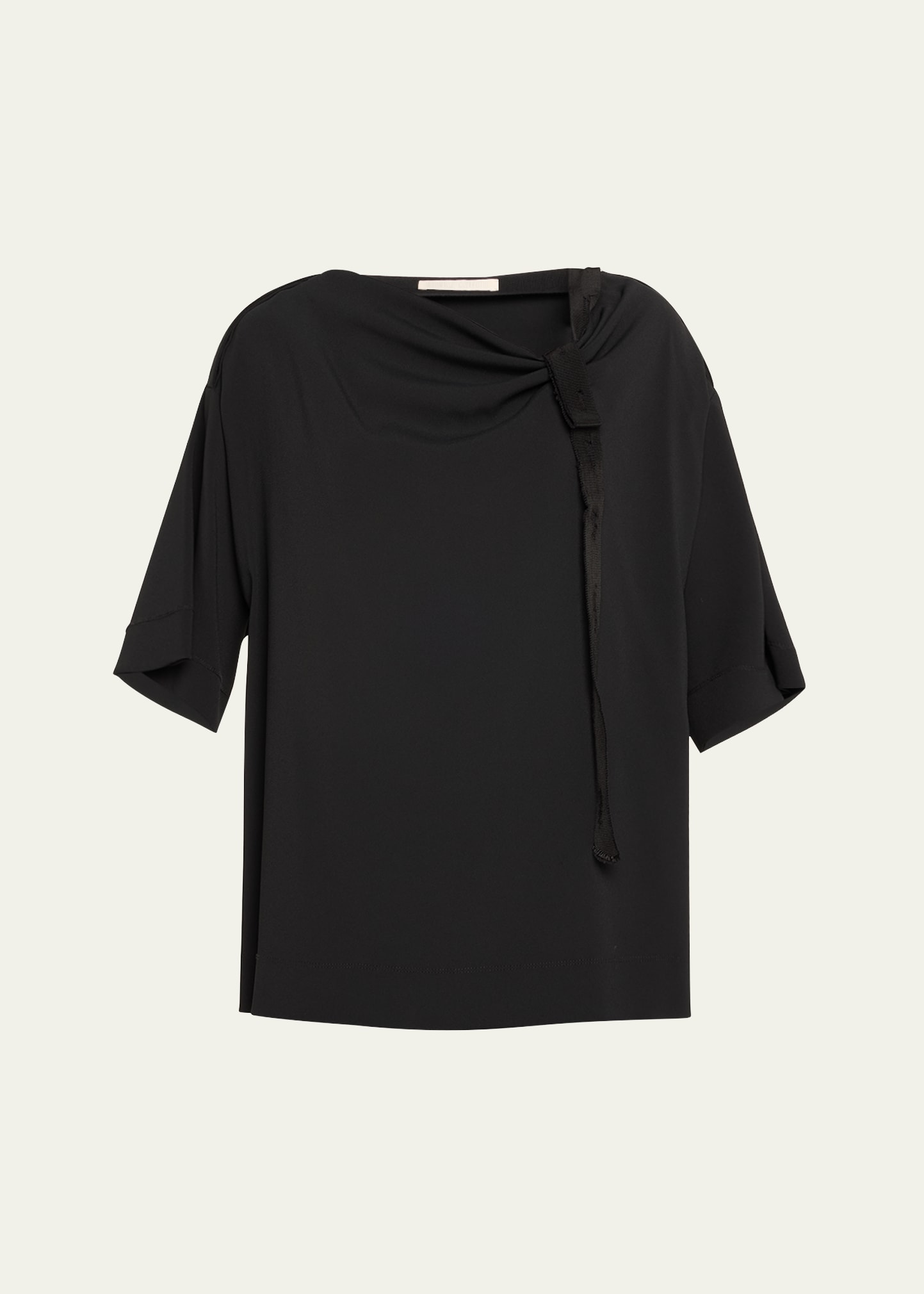 Draped Boatneck Top with Tie Detail
