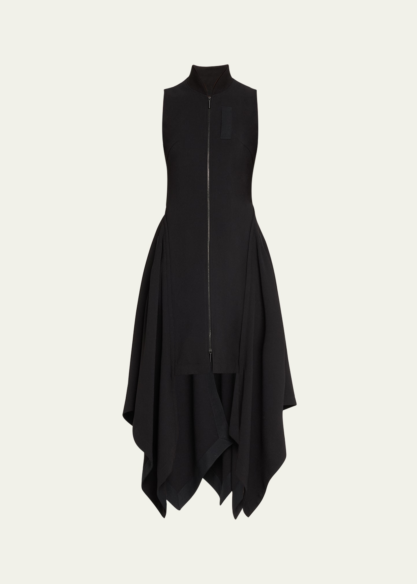 Shop Jason Wu Collection Fluid Crepe Bomber Fit-flare Handkerchief Midi Dress In Black