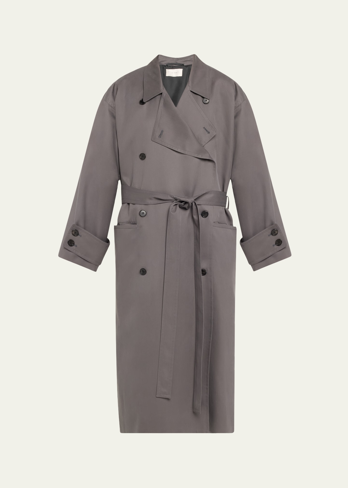 The Row Eric Oversize Belted Trench Coat In Gray