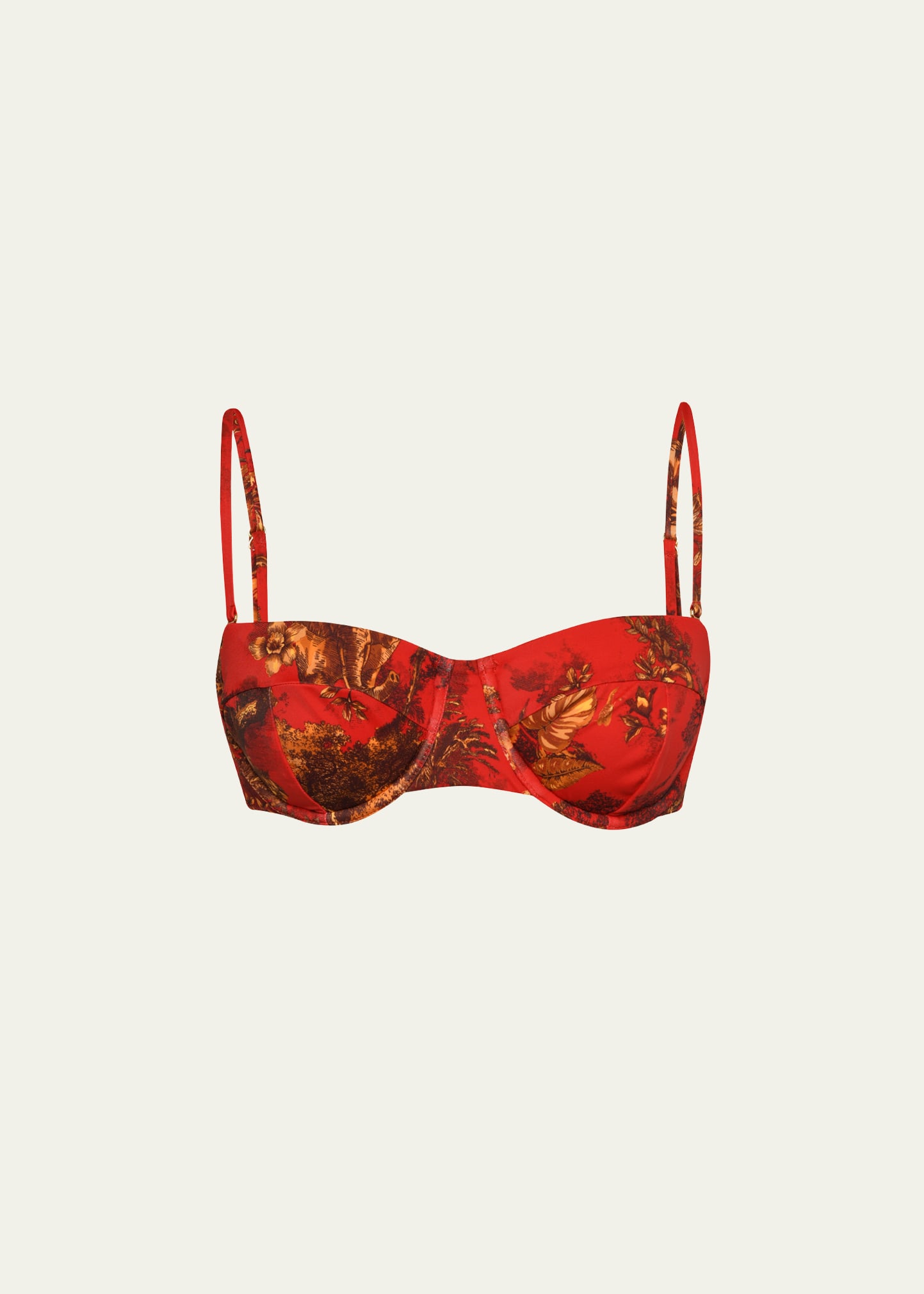 L Agence Alexandria Jungle Structured Bikini Top In Red