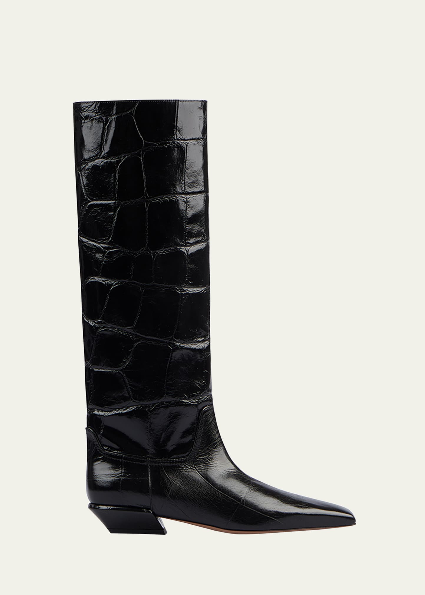 Paris Texas Embossed Croco Leather Bettina Boots In Black