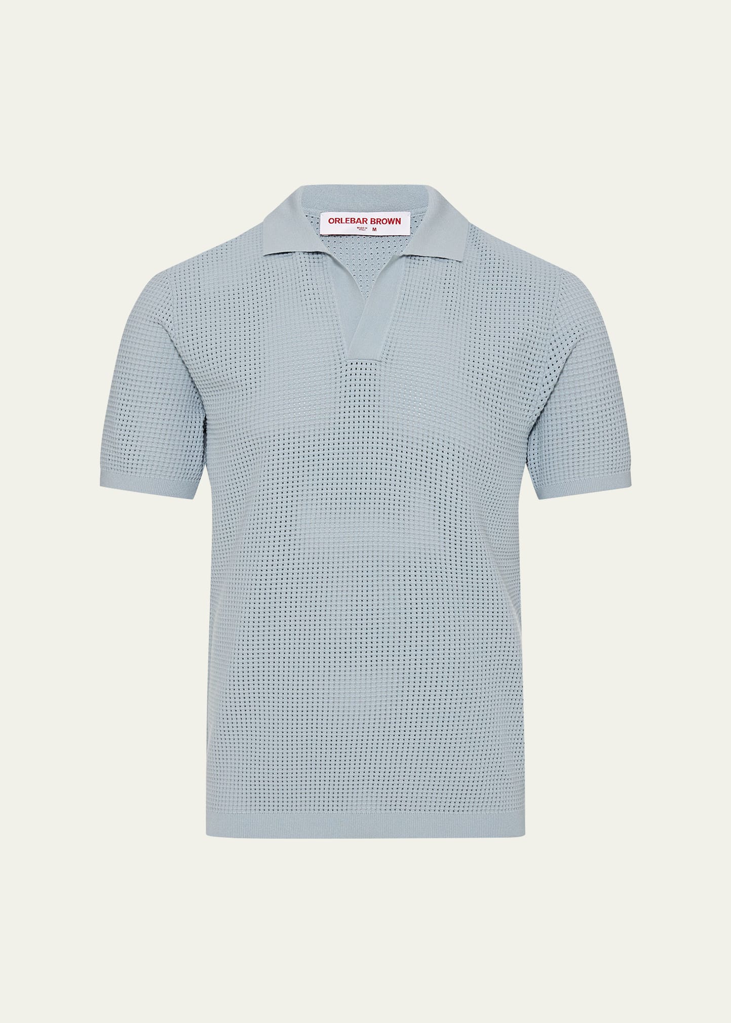 Orlebar Brown Mens Light Sky Pool Roddy Open Mesh-stitch Woven Polo Shirt In Blue